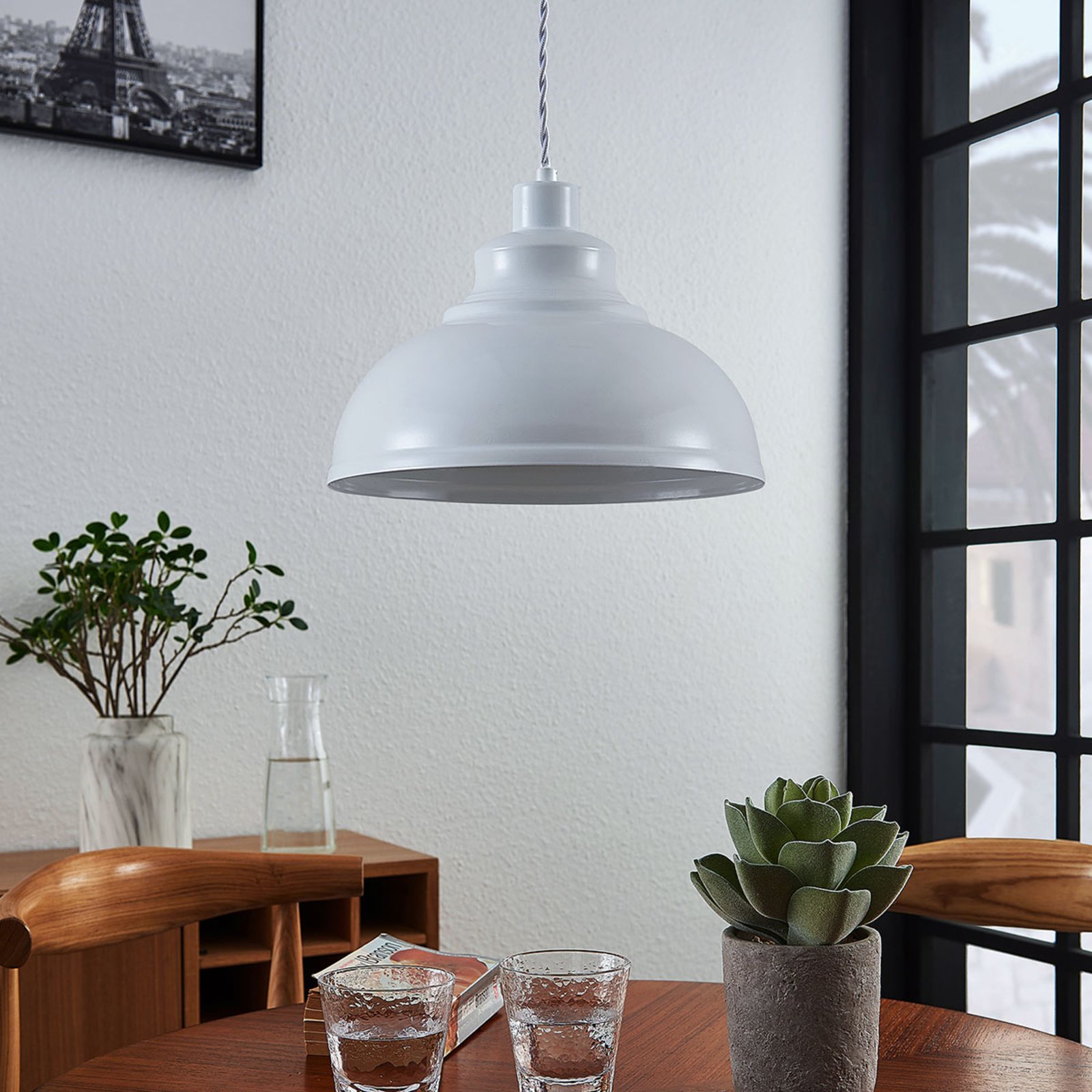 D.w.z Storing Absorberend Vintage hanglamp Albertine, metaal, wit | Lampen24.nl