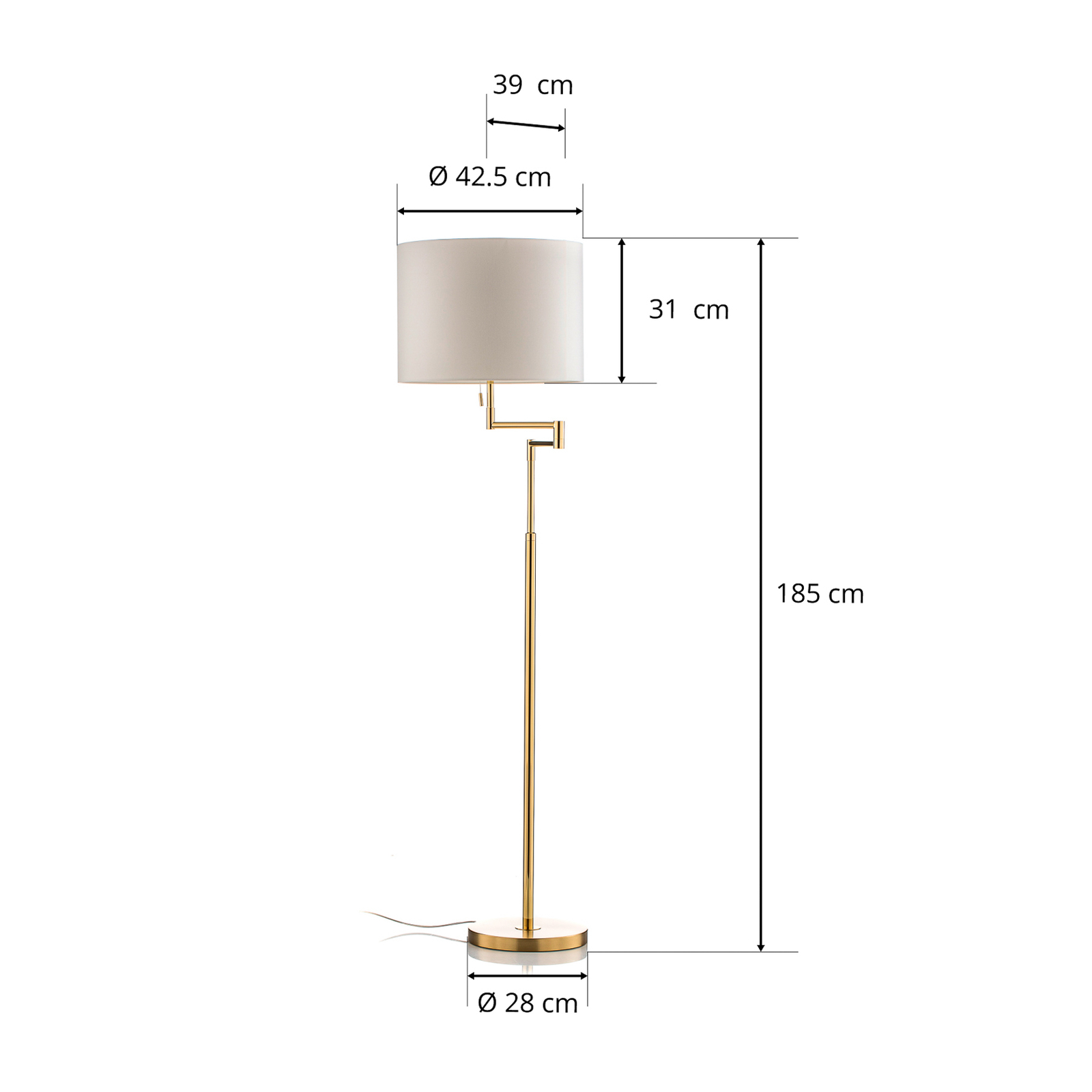 Piantana Lilian dimmer LED, ottone lucido/satinato