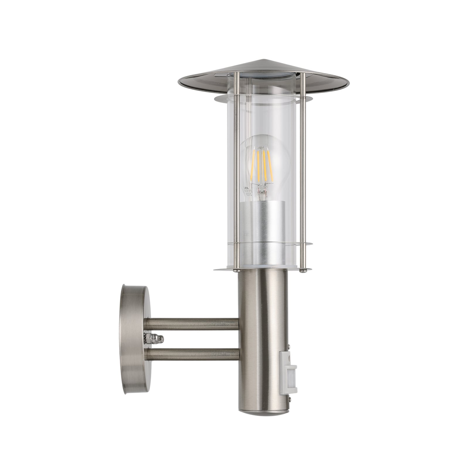 Āra sienas lampa Lisio, nerūsējošā tērauda krāsā, augstums 30 cm, sensors