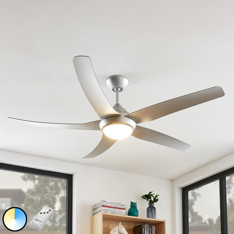 Starluna Dora LED-Deckenventilator 5 Flügel silber