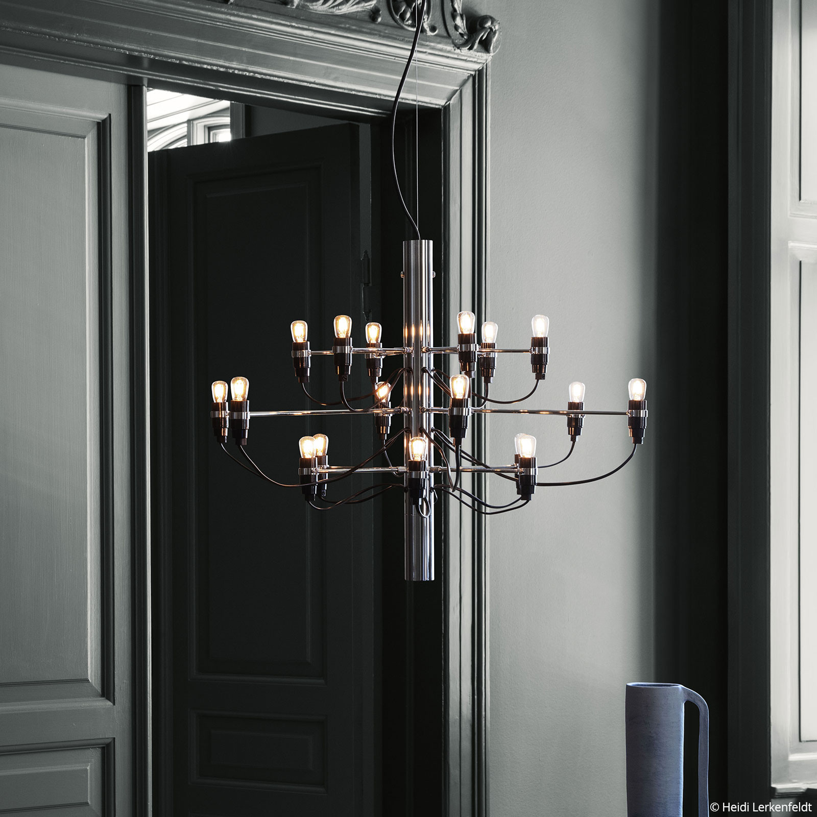 FLOS 2097/18 Candelabru LED mat crom - Camera de zi / sufragerie - design - Metal