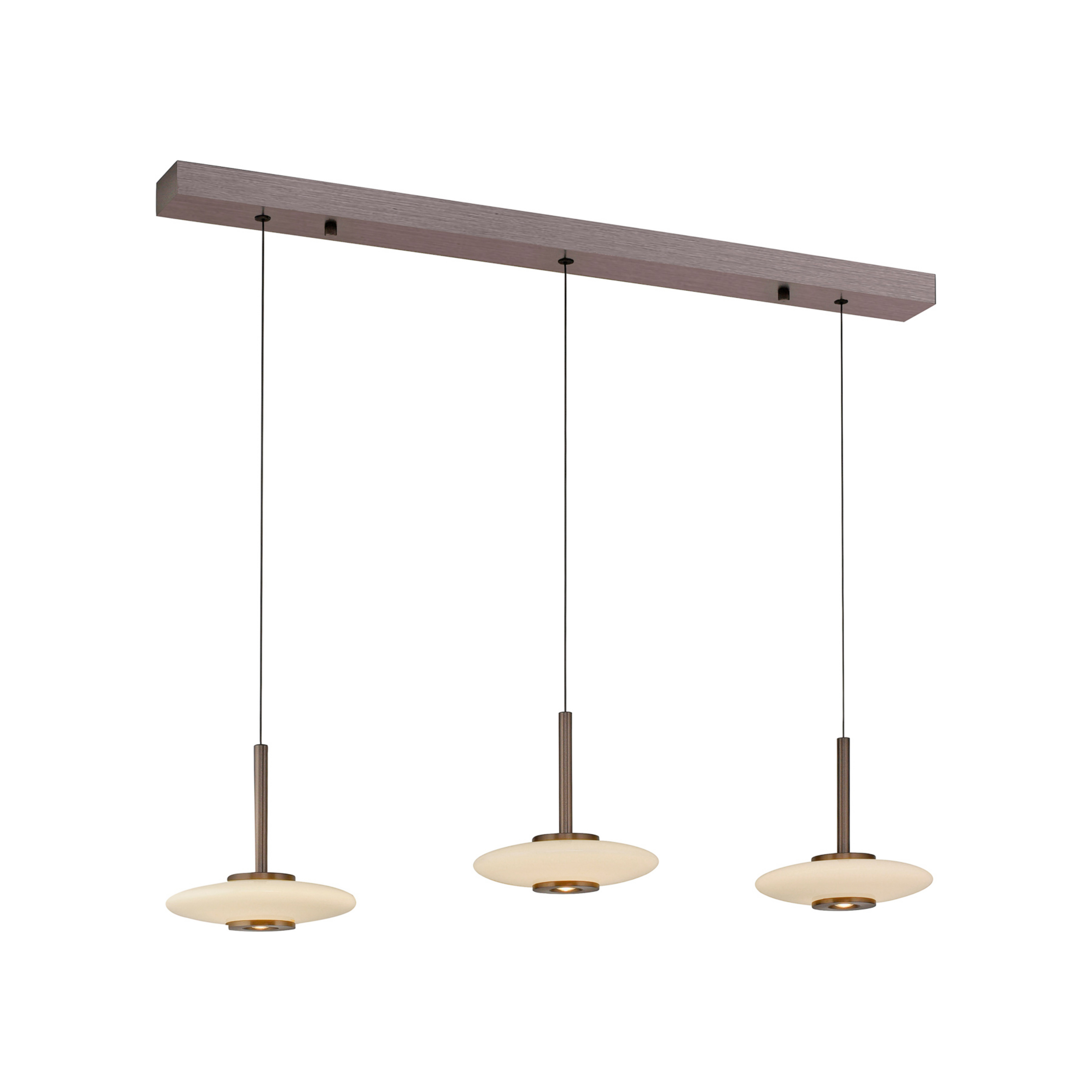 Vitrum LED-Hängelampe, braun/opal, Glas/Alu, 3-flg. - PURE