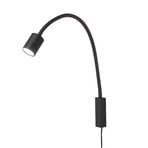 Candeeiro de parede LED Justi, preto areia, altura 52 cm, metal