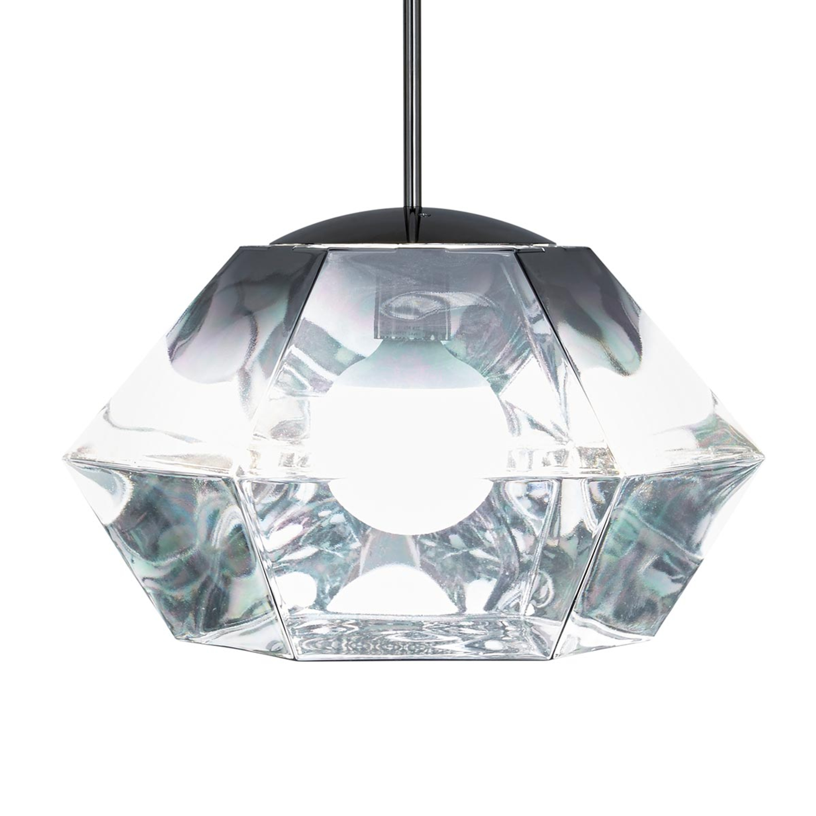 Tom Dixon Cut Short - hanging lamp, chrome, for Living / Dining Room, polycarbonate, E27, 28 W, energy efficiency: A++, H: 31 cm