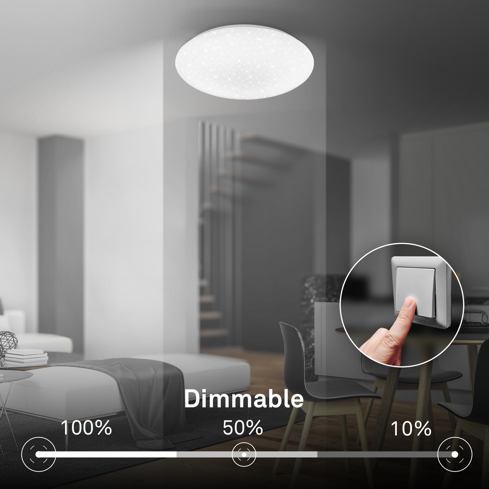 Lampa sufitowa LED Lumenia, średnica 28 cm, 16 W, gwieździste niebo Lampa sufitowa LED Lumenia, średnica 28 cm, 16 W, gwieździste niebo