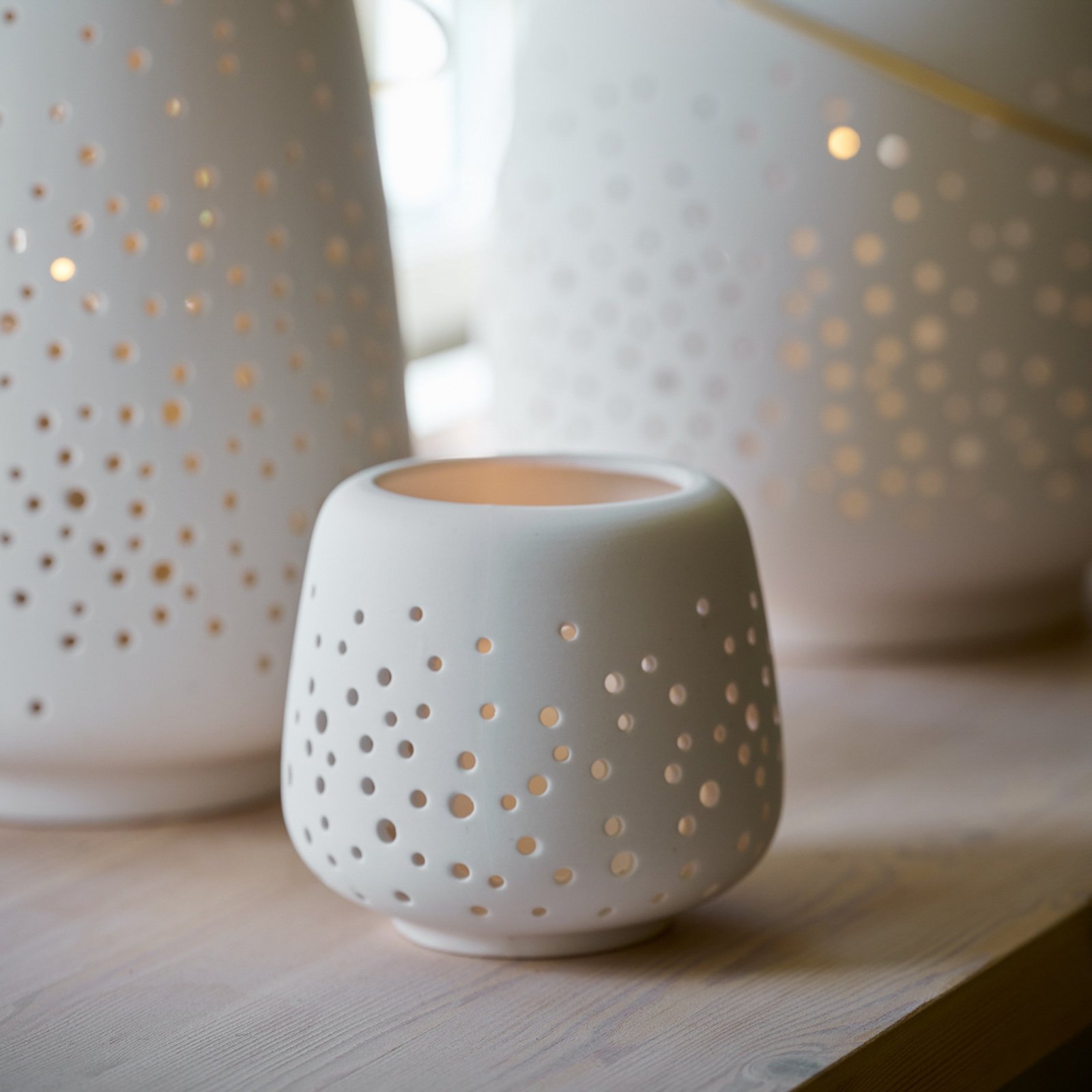 Lanterna in ceramica, 11 x 10 cm, bianca - Uyuni Lighting