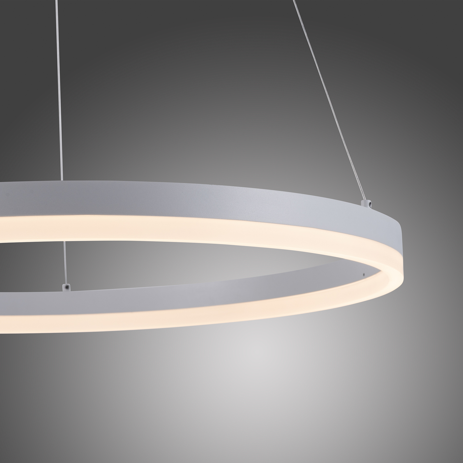 LED-hänglampa Titus, rund, Ø 60 cm, vit