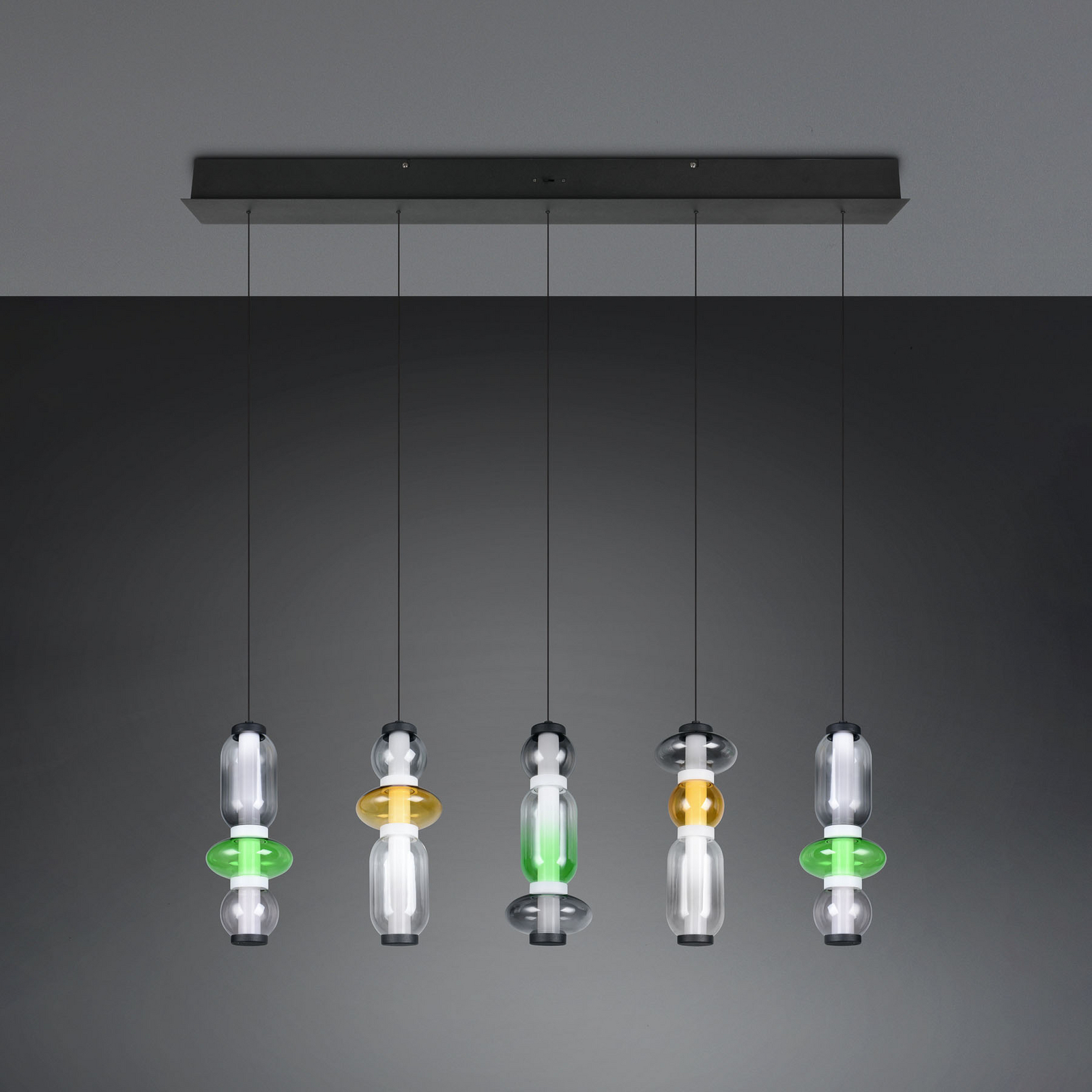 LED lógó lámpa Minerva, hossza 100 cm, színes, üveg, CCT dimmelhető LED lógó lámpa Minerva, hossza 100 cm, színes, üveg, CCT dimmelhető