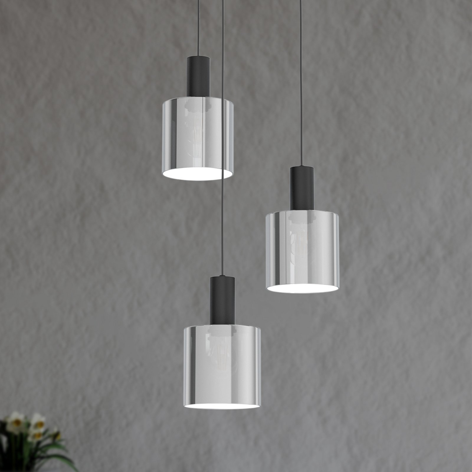 Riippuvalaisin Gorosiba, musta, Ø 41 cm, teräs/lasi, 3-valo. Riippuvalaisin Gorosiba, musta, Ø 41 cm, teräs/lasi, 3-valo.