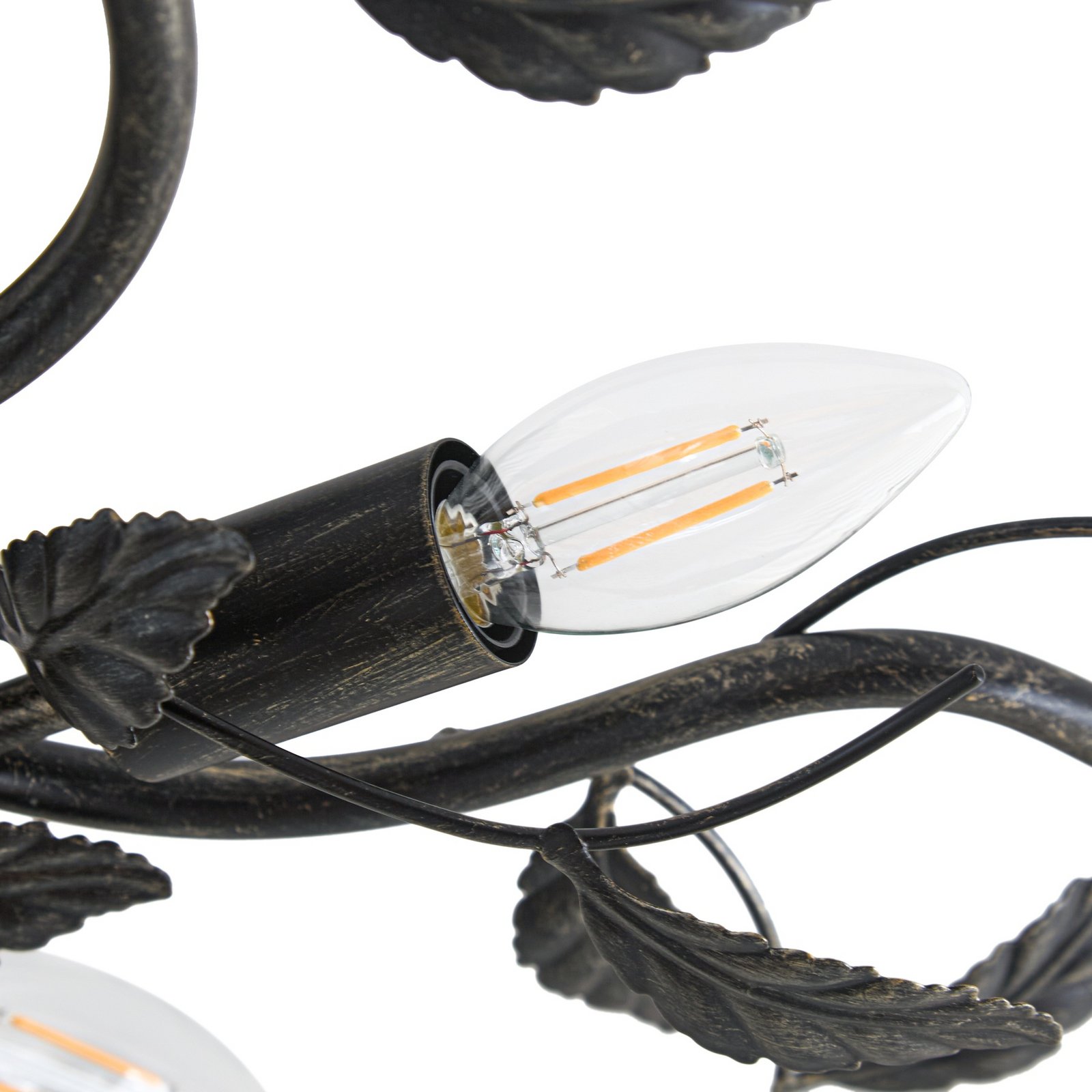 Lindby taklampa Yos, 5 lampor, 58 cm, svart-guld, E14