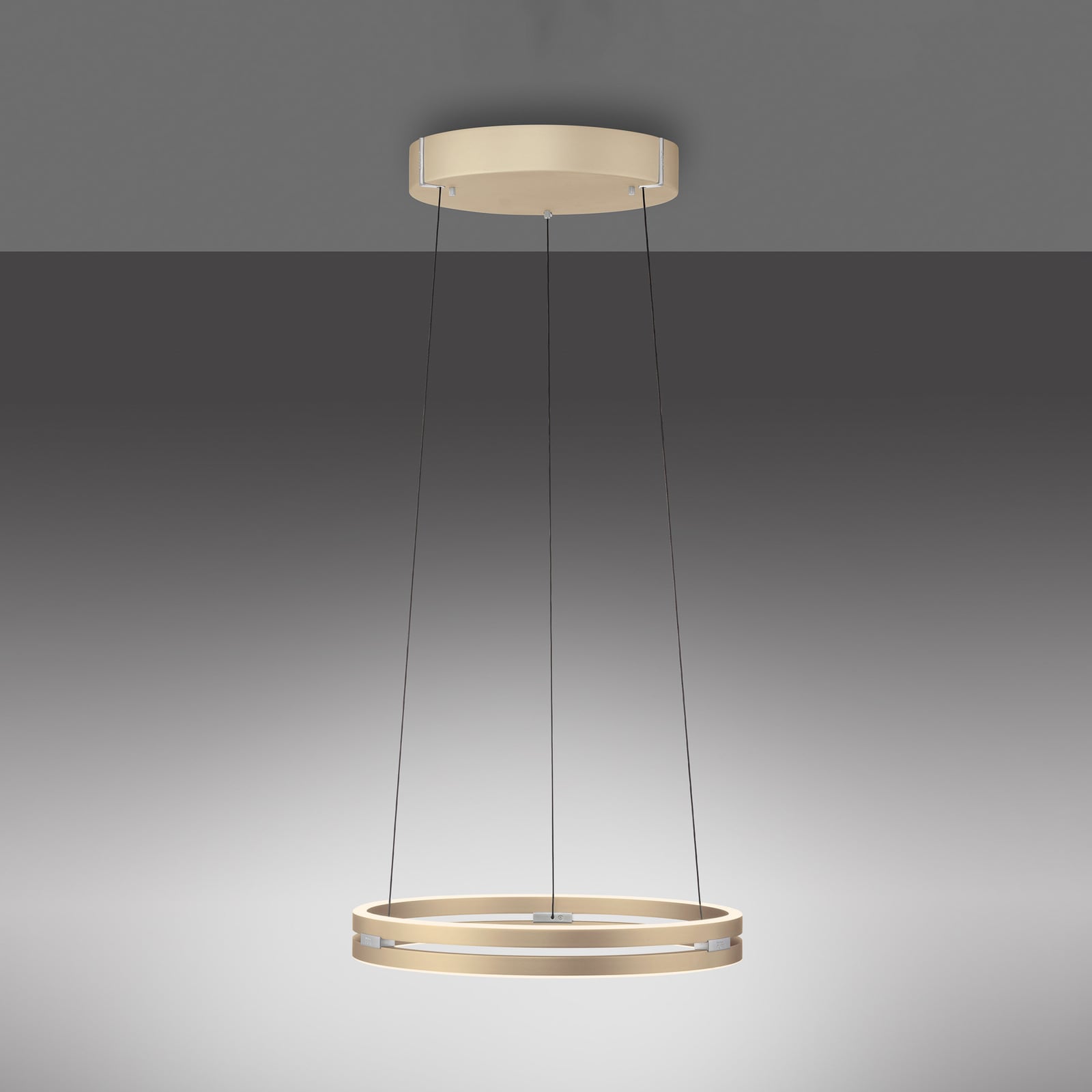 E-Loop LED-Hängelampe, ivory gold, Ø 50 cm, Alu, CCT - PURE E-Loop LED-Hängelampe, ivory gold, Ø 50 cm, Alu, CCT - PURE