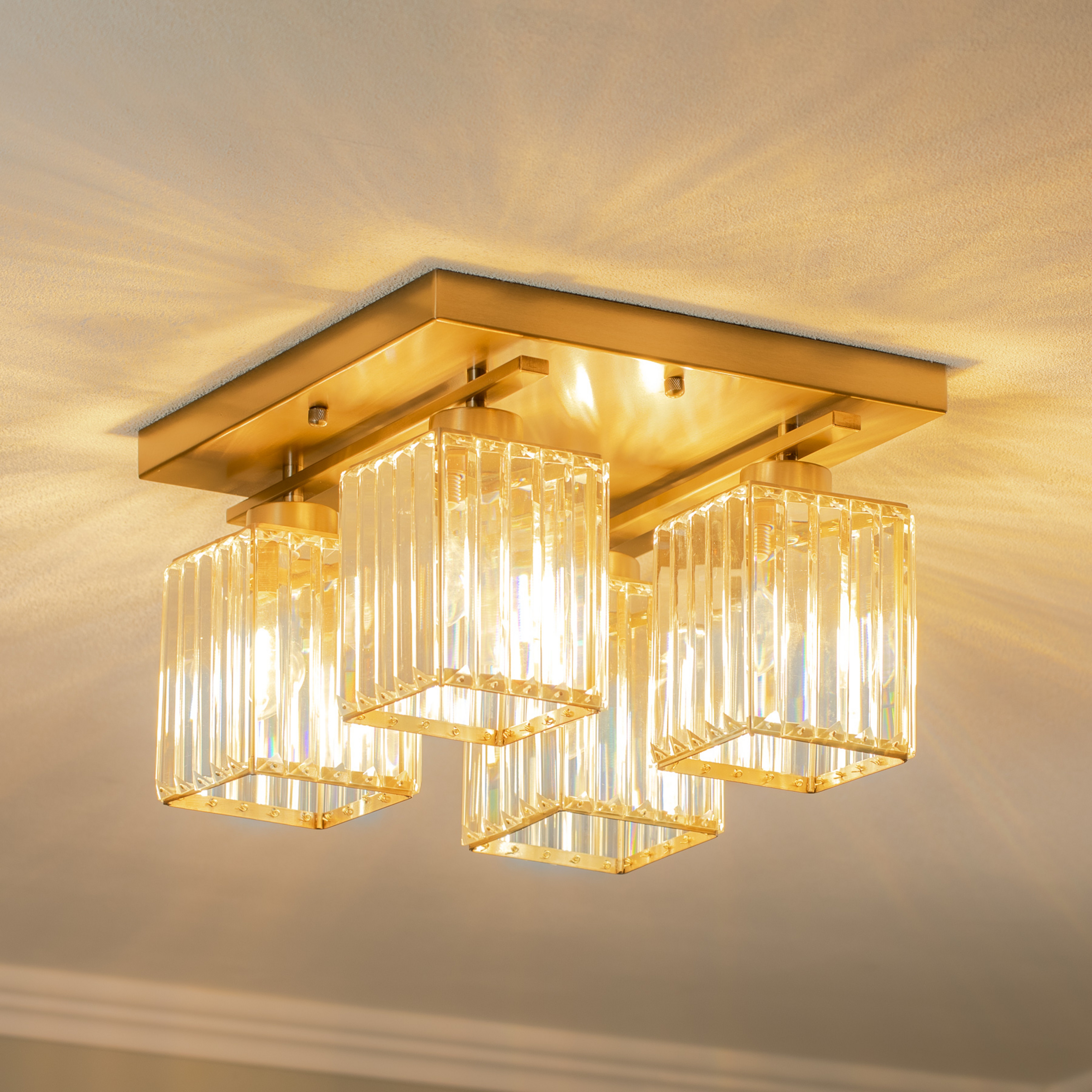 Lampa sufitowa AV-1795-4E 4-punktowa, kwadratowa, antyczny złoty