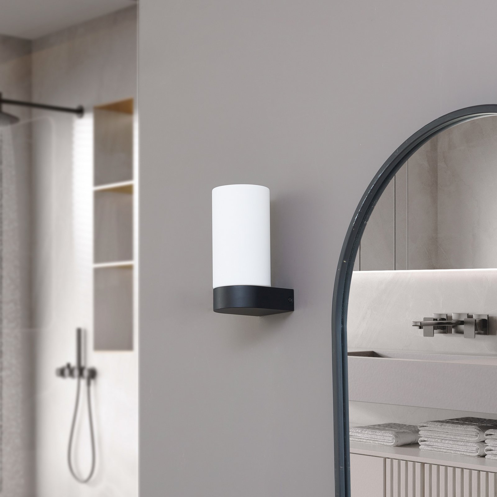 Basolo Wandleuchte H17,2 IP44 Schwarz - Lucande