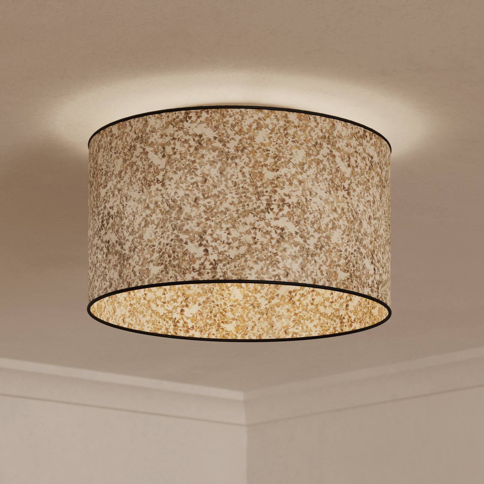 Deckenlampe Butterburn, Ø 38 cm, beige/grün, Stoff günstig online kaufen