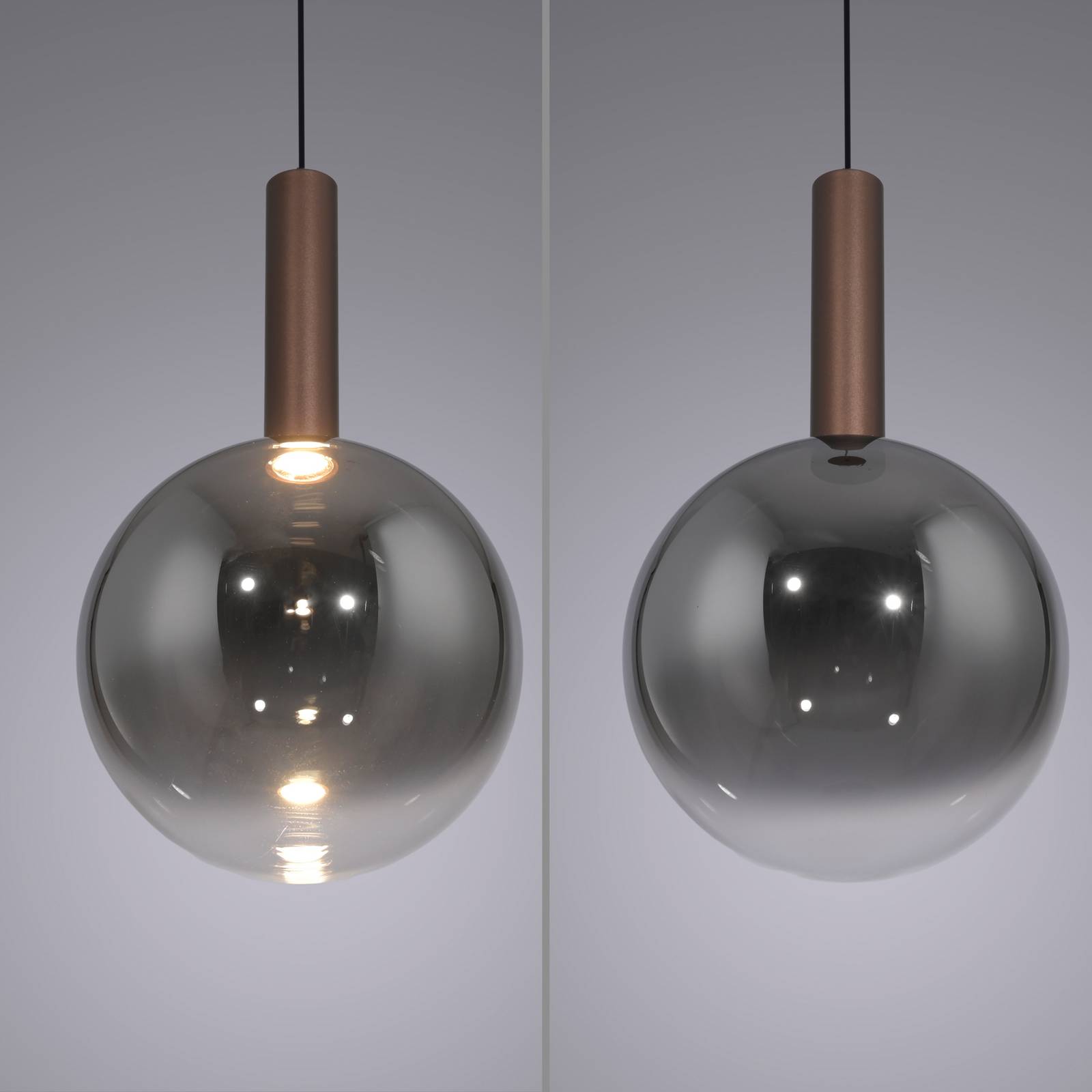 Paul Neuhaus żyrandol LED Bowl, Ø 20 cm, brązowo-szara