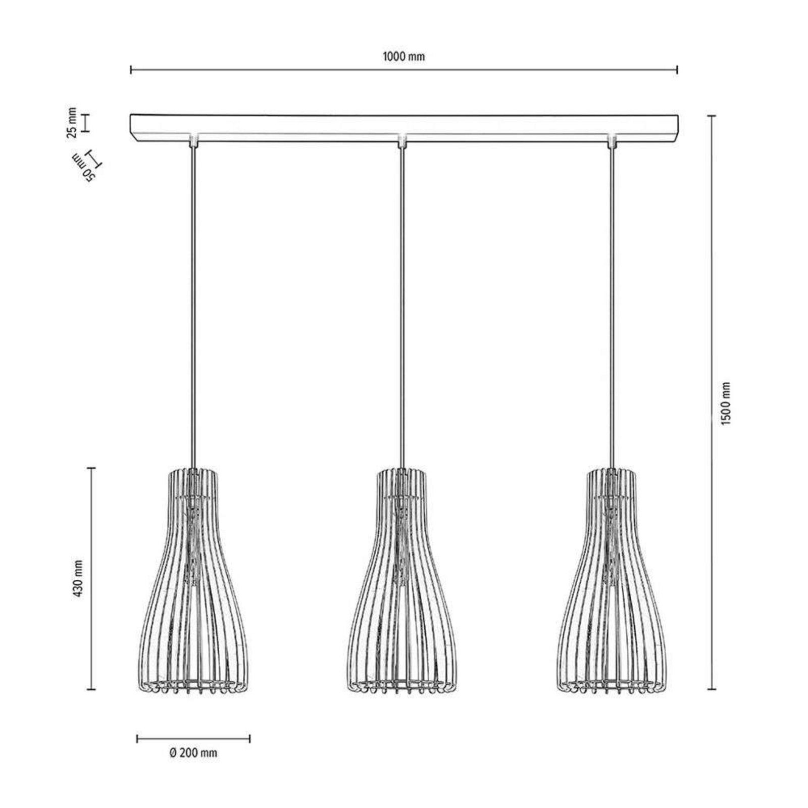 Furn 3 Závěsná Lampa Black/Wood - Envostar