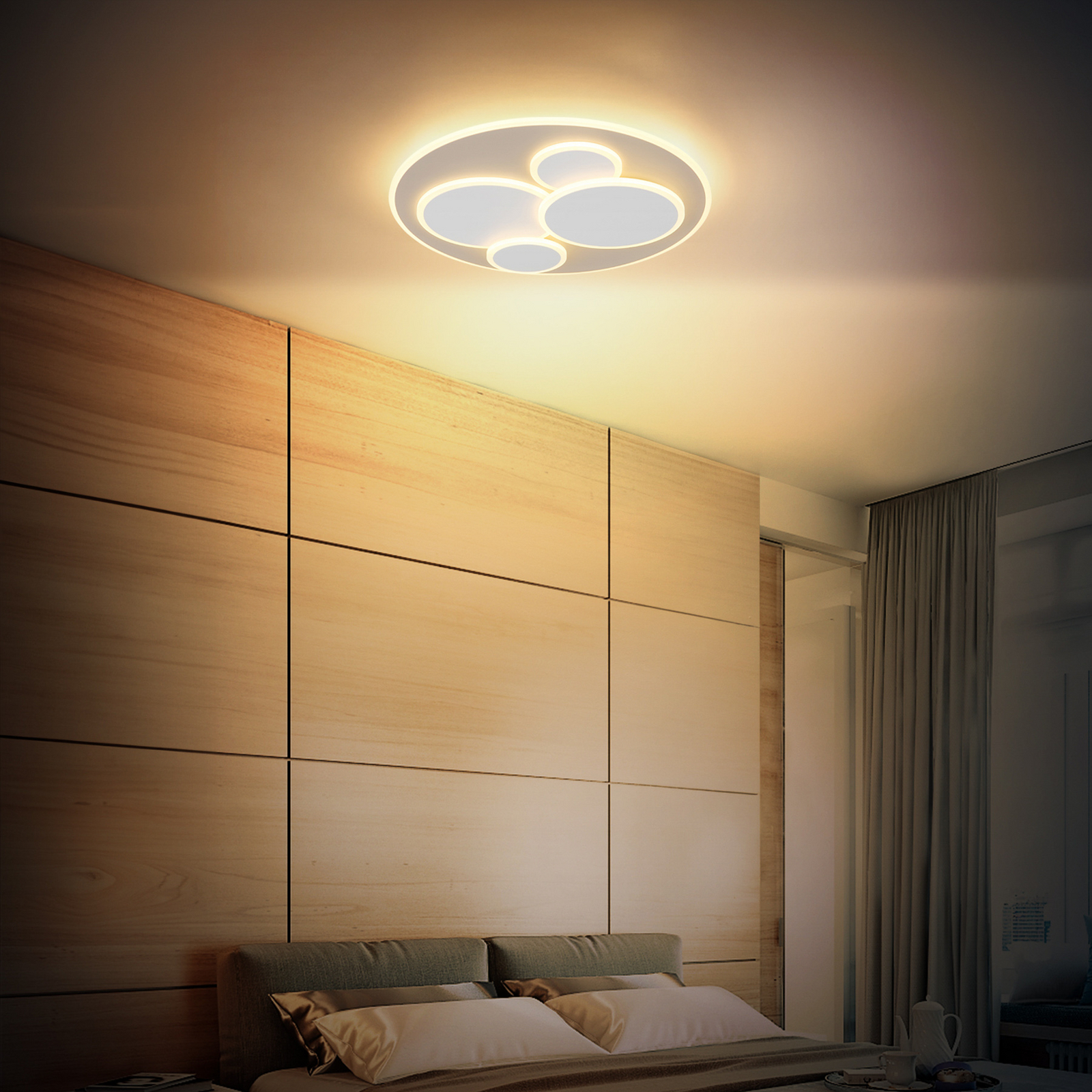 Φωτιστικό οροφής LED Monty, Ø 49 cm, λευκό/αμμώδες, μέταλλο/πλαστικό