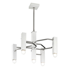 Lampa wisząca Raster, 5-pkt., nikiel matowy/biała