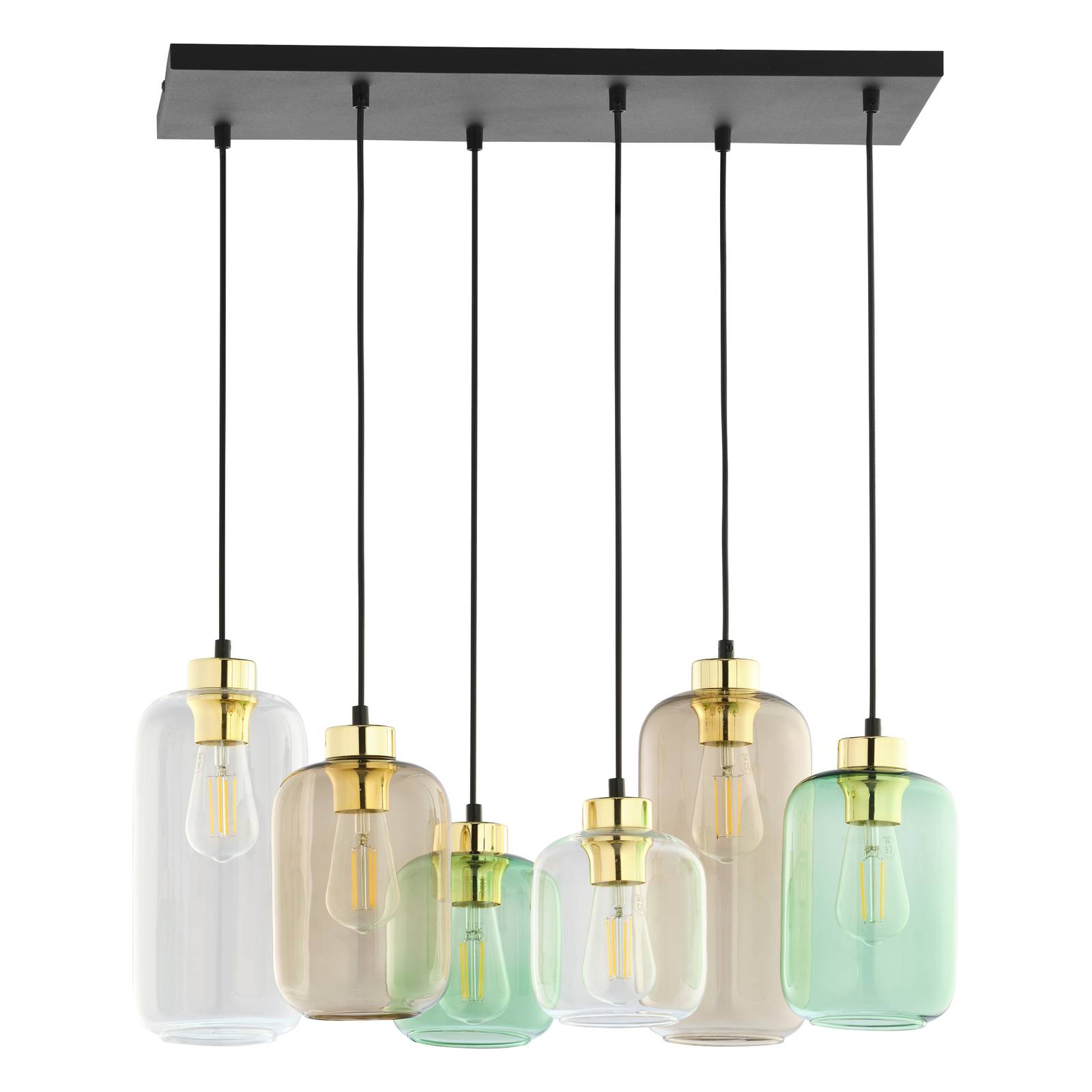 Suspension Marco Green 6 lampes vert/brun