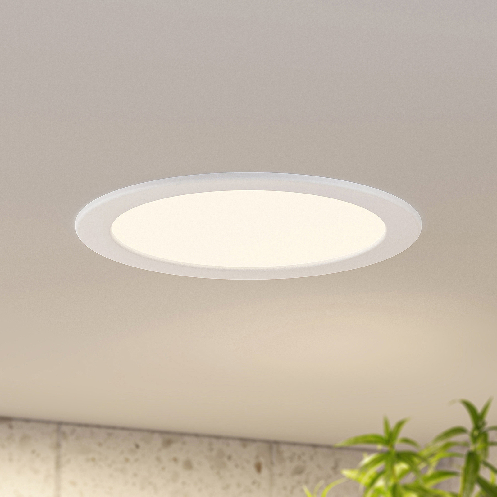Prios LED recessed light Cadance, white, 24 cm, set of 3, dimmable