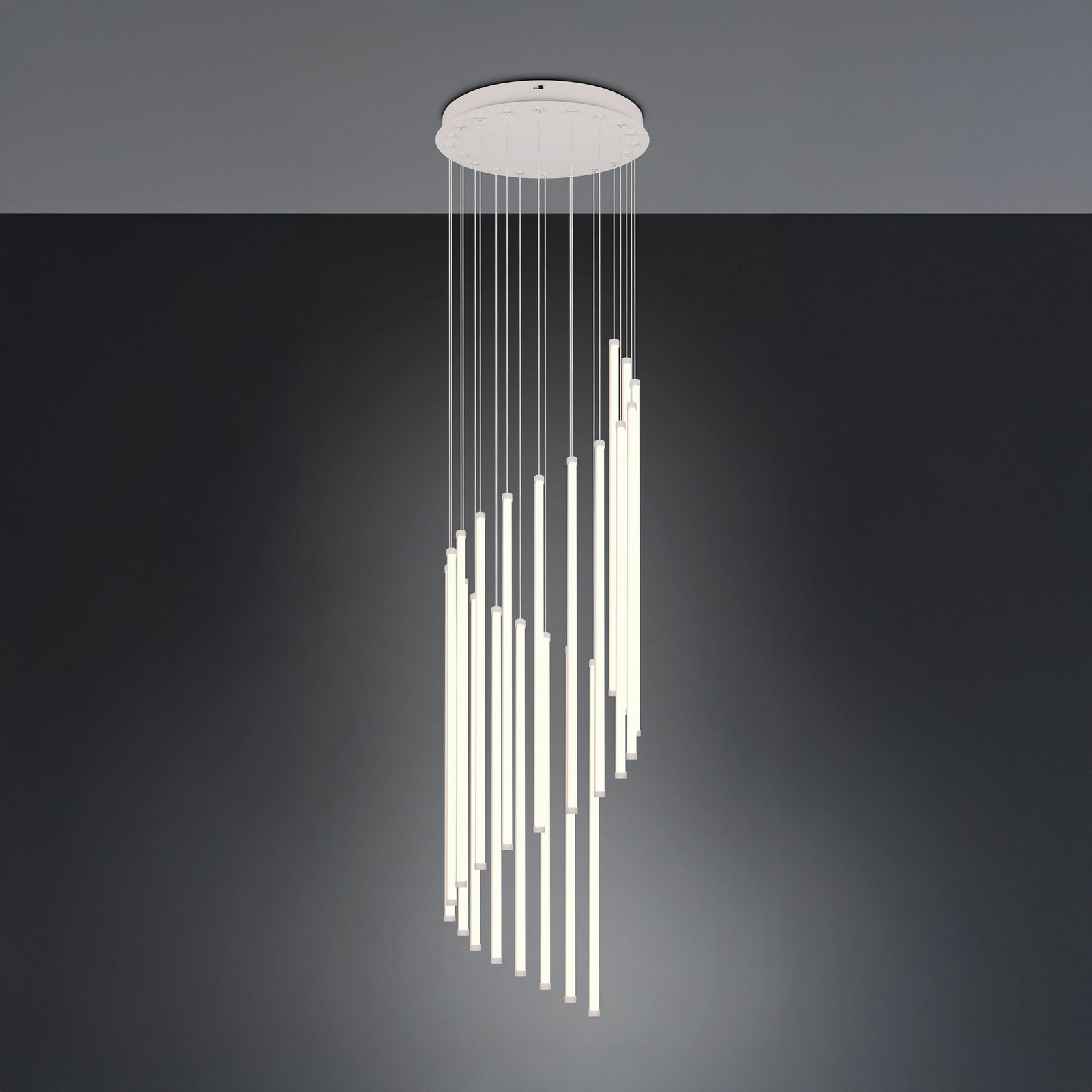 LED piekaramā lampa Baxter, gaiši pelēka, Ø 37 cm, metāls CCT, dimmerējama