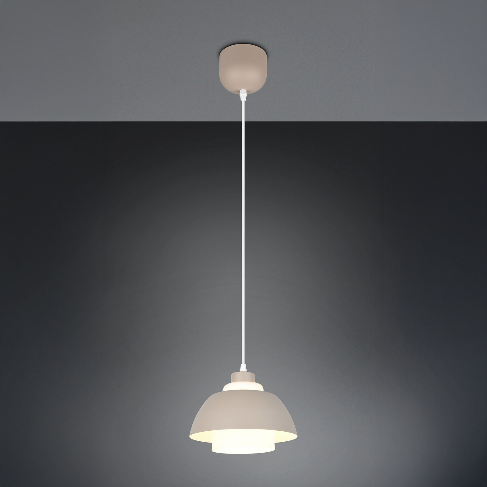 Hanglamp Tilos, beige, Ø 23 cm, metaal/glas, E27