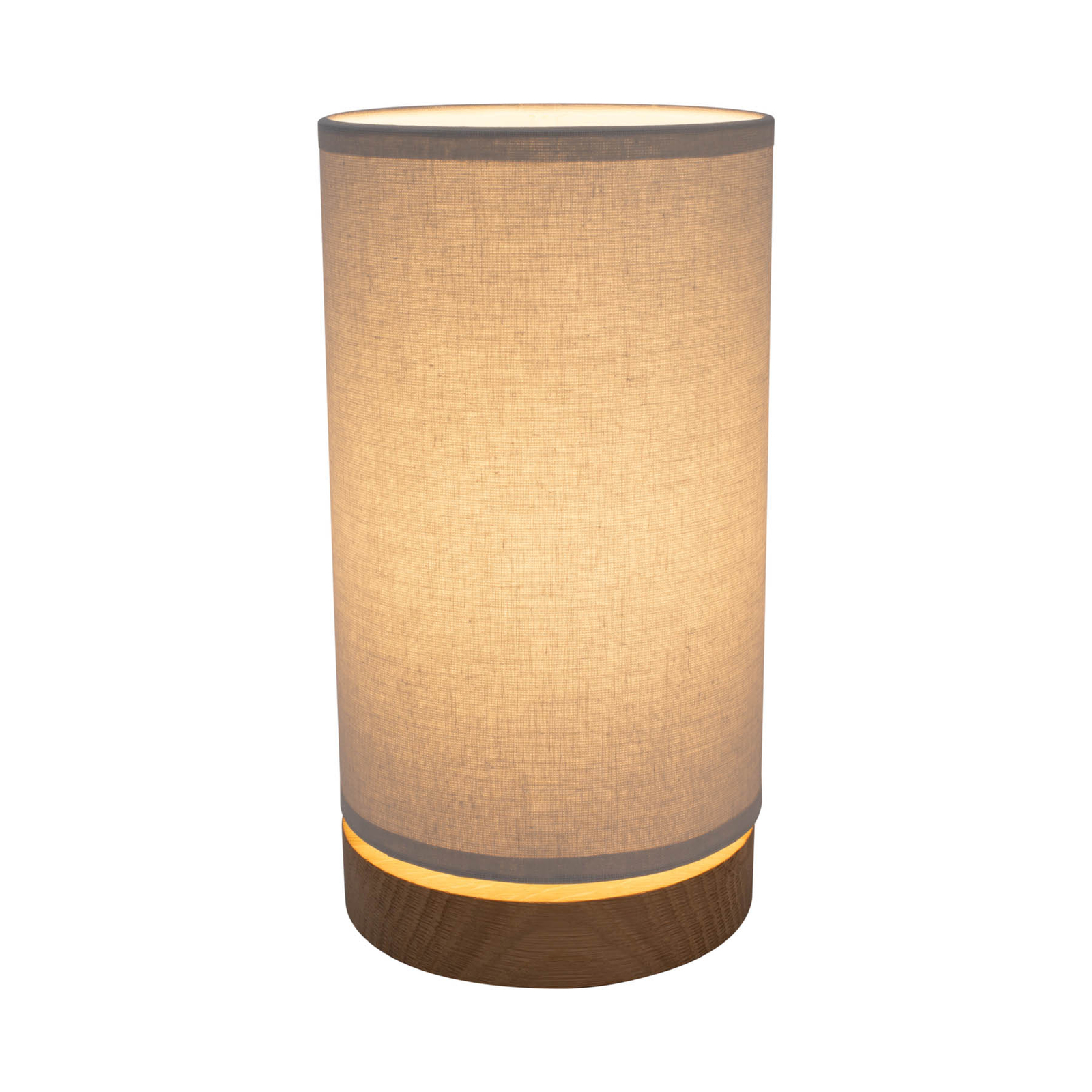 Lámpara mesa Canvas madera de roble, redondo, gris