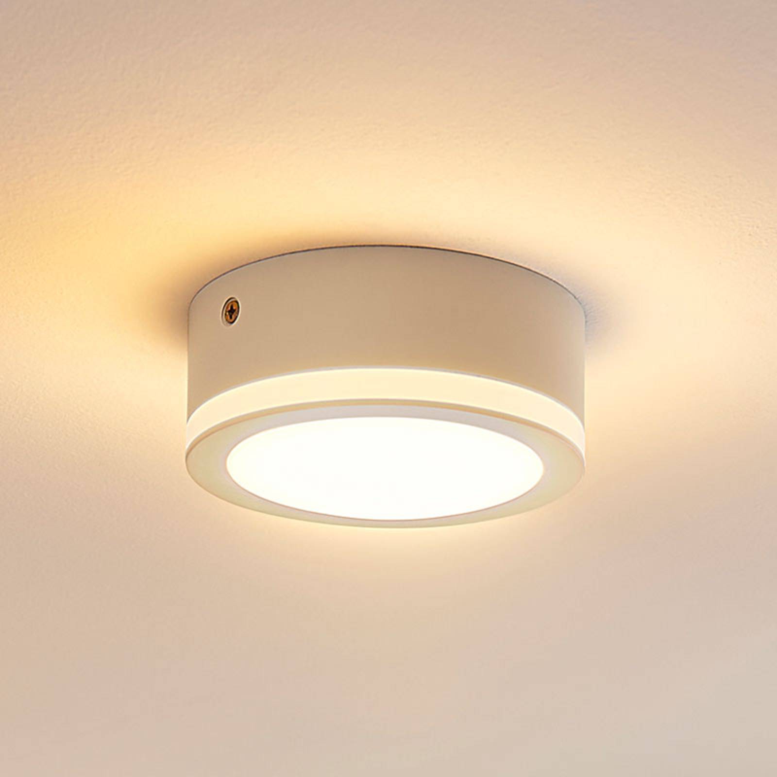 Arcchio Simple, round LED ceiling light Quirina, for Living / Dining Room, polycarbonate, aluminium, 9 W, H: 4.7 cm