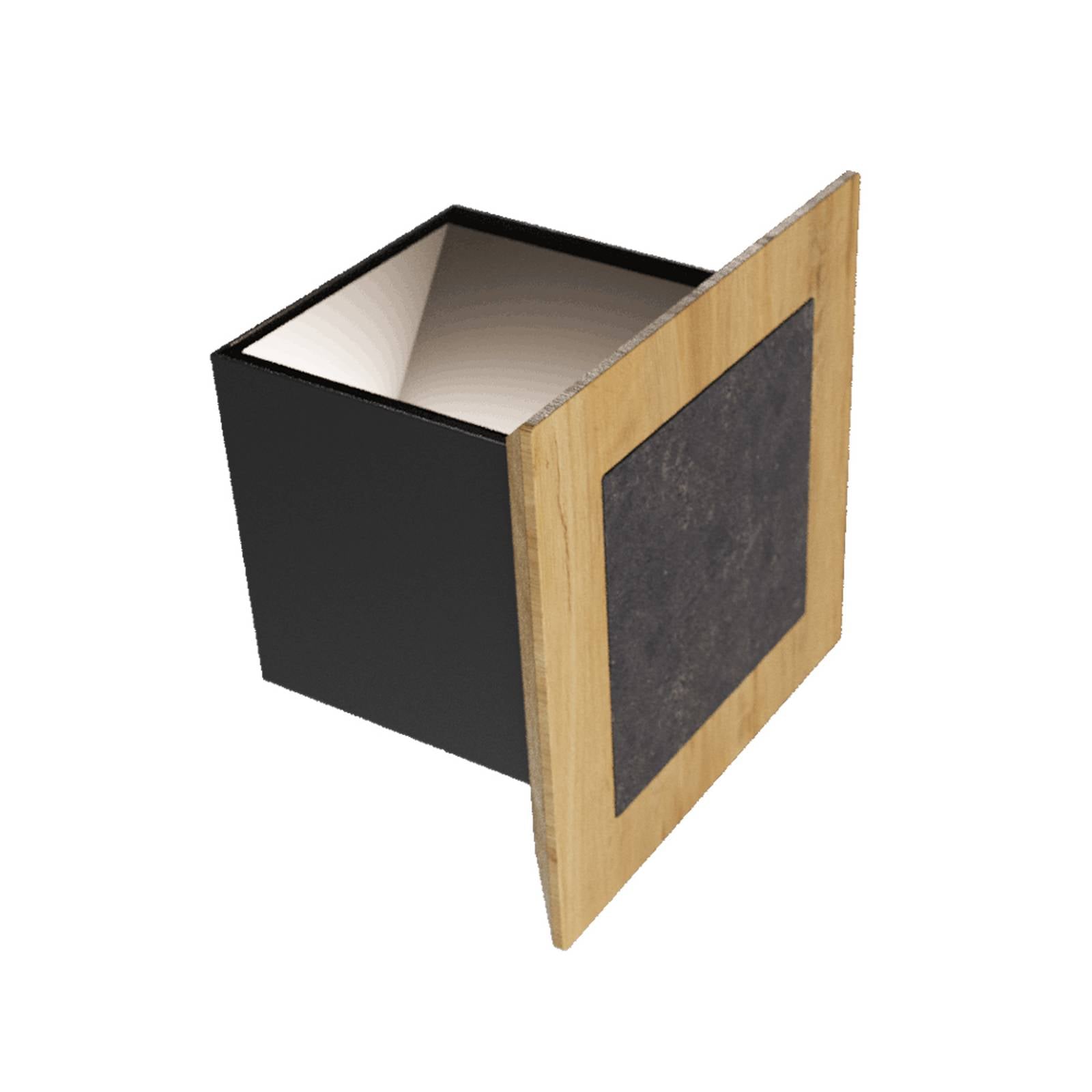 LED-Wandleuchte Chile S, eiche/granit, Höhe 15 cm, dimmbar