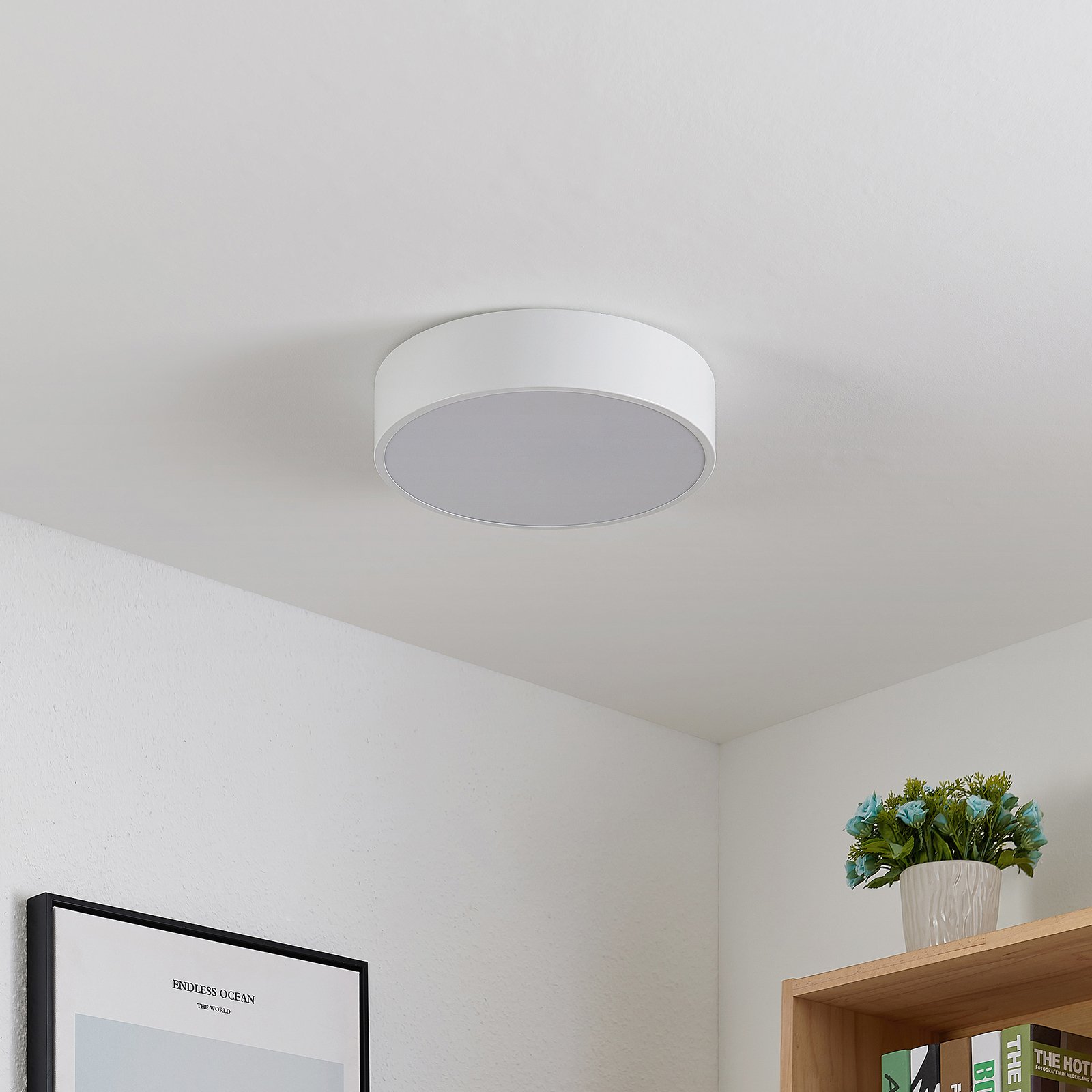 Lindby LED-Deckenleuchte Simera, Ø 30cm, weiß, dimmbar