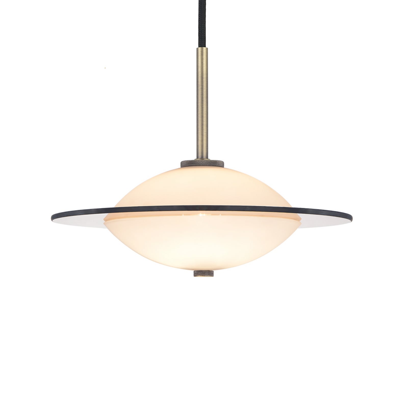 ORBIT hanging light, antique brass/opal, Ø 24 cm glass – Halo Design