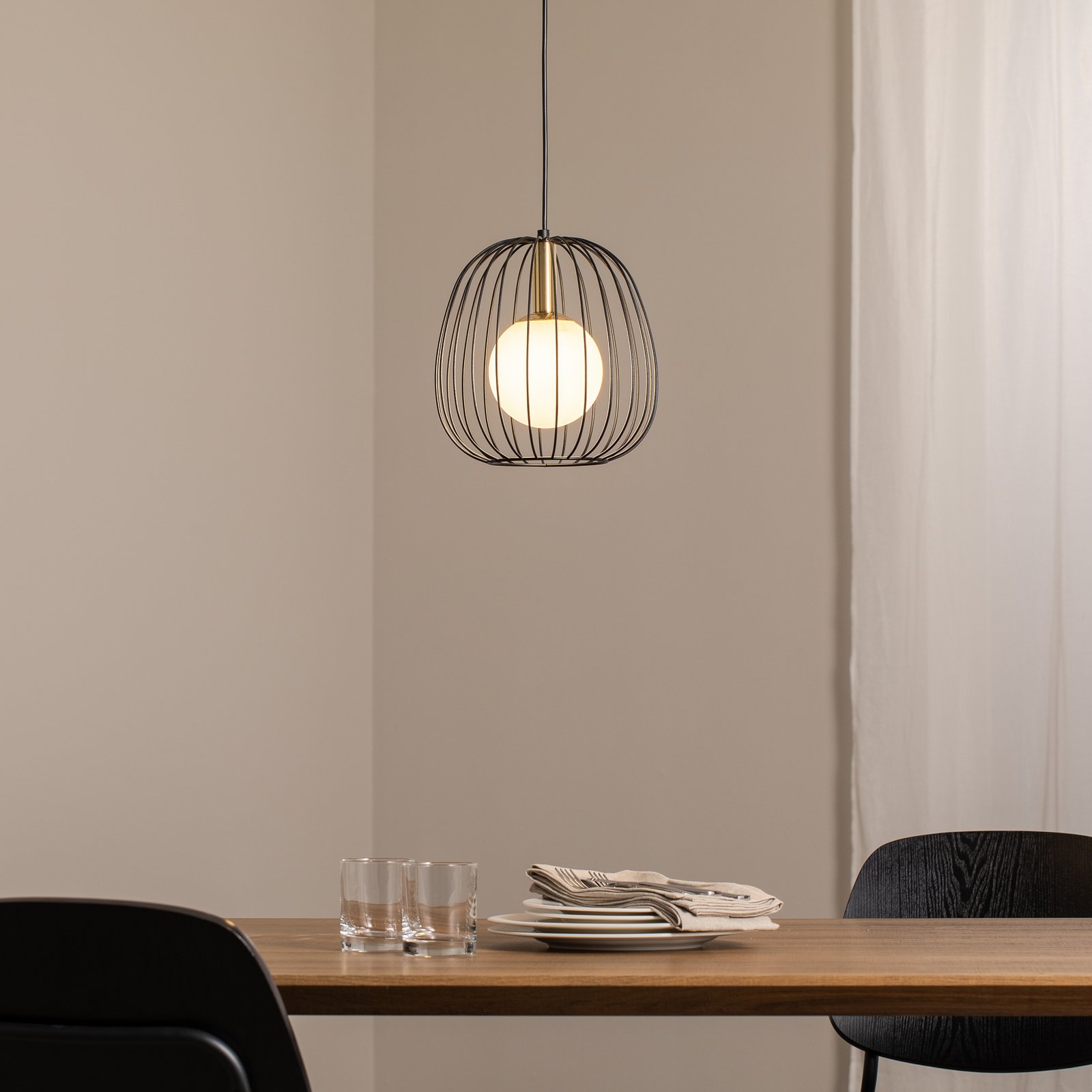 Hängeleuchte Bell S, Ø 24 cm, 1-flammig, schwarz/gold/weiß