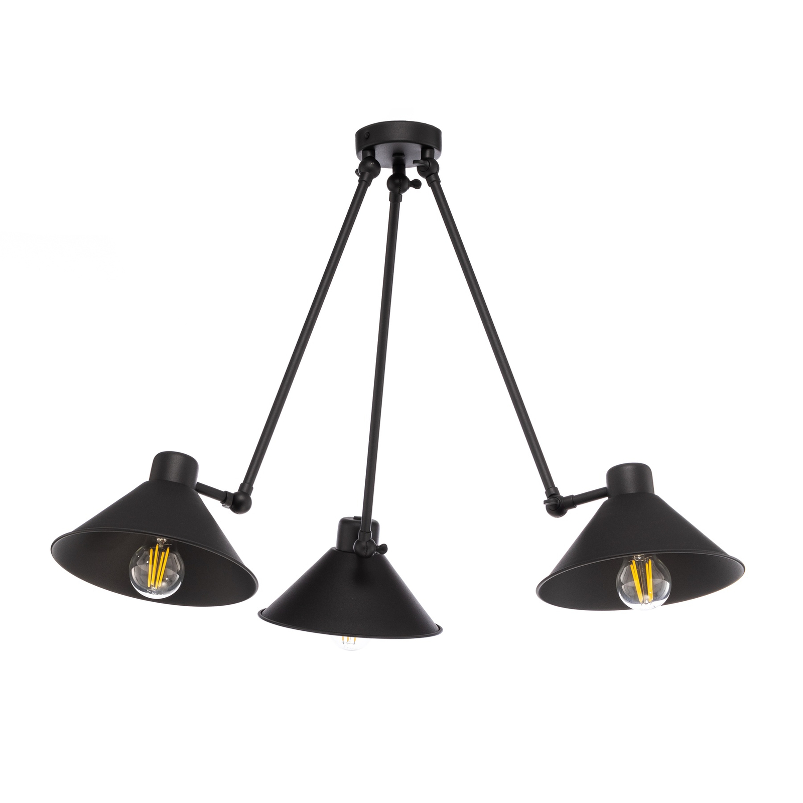 Pendant light Alan, movable, black, 3-bulb