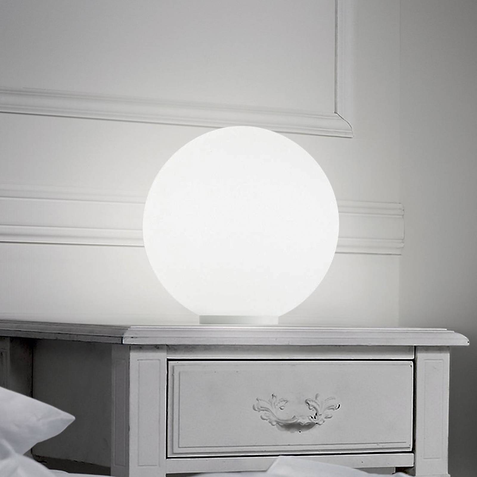 Lampa stołowa Ideal Lux Mapa, Ø 30 cm, szkło opalowe, kulista, E27