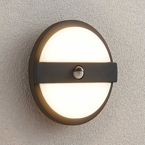 Lucande Gylfi LED-Außenwandleuchte rund mit Sensor