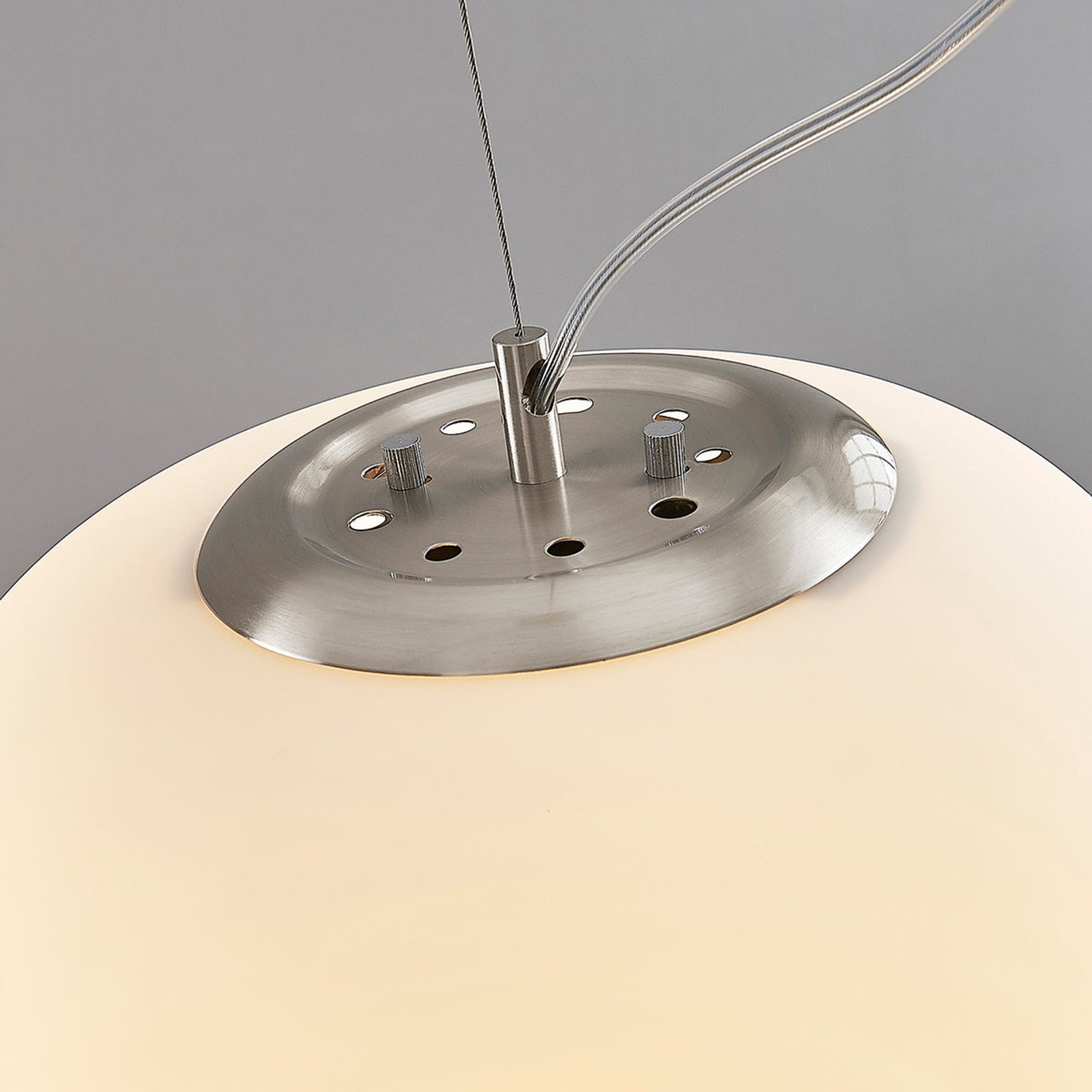 Glass pendant light Ginevra, round, white 38 cm