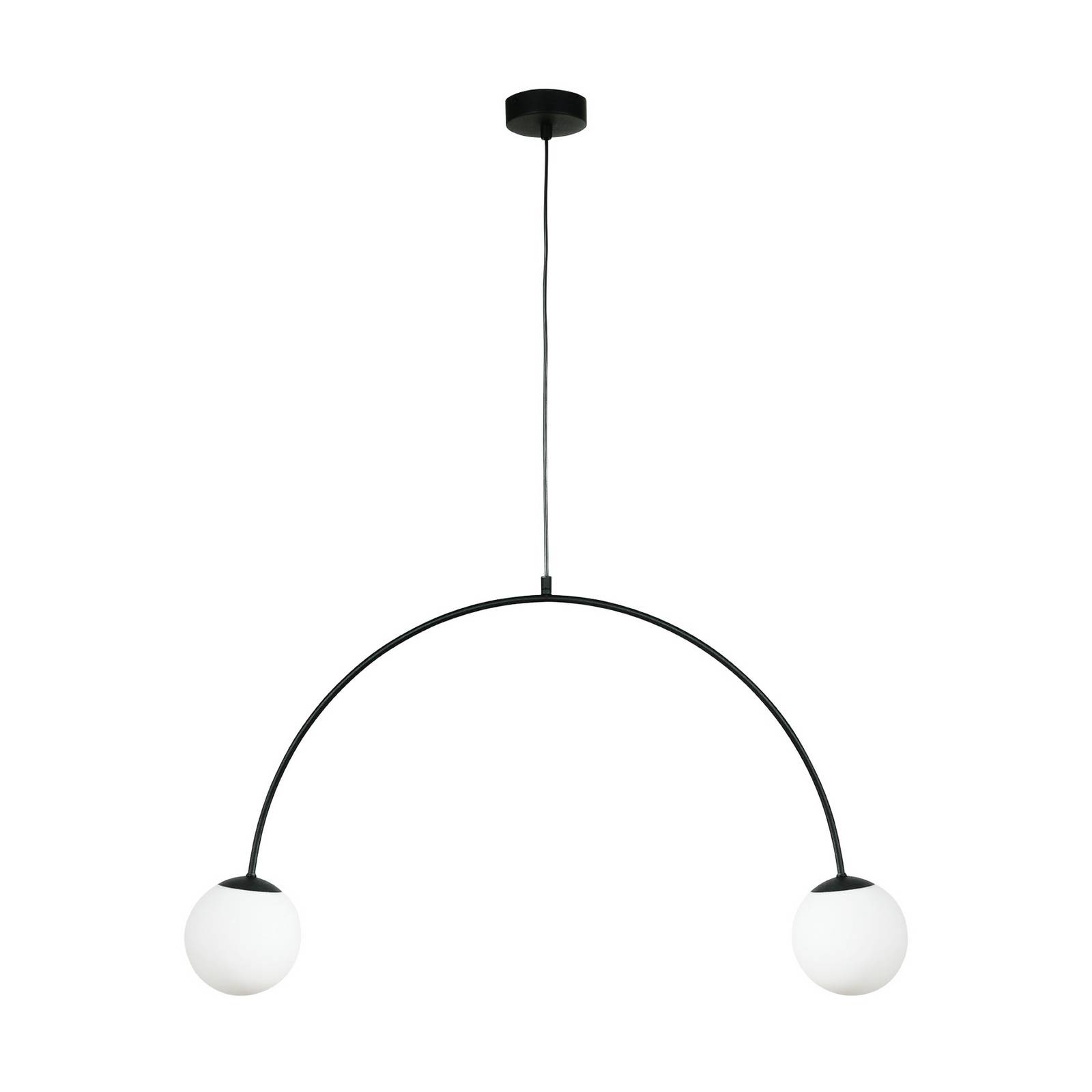 Hängeleuchte Nova, Glas/Metall, schwarz/weiß, 2-flammig