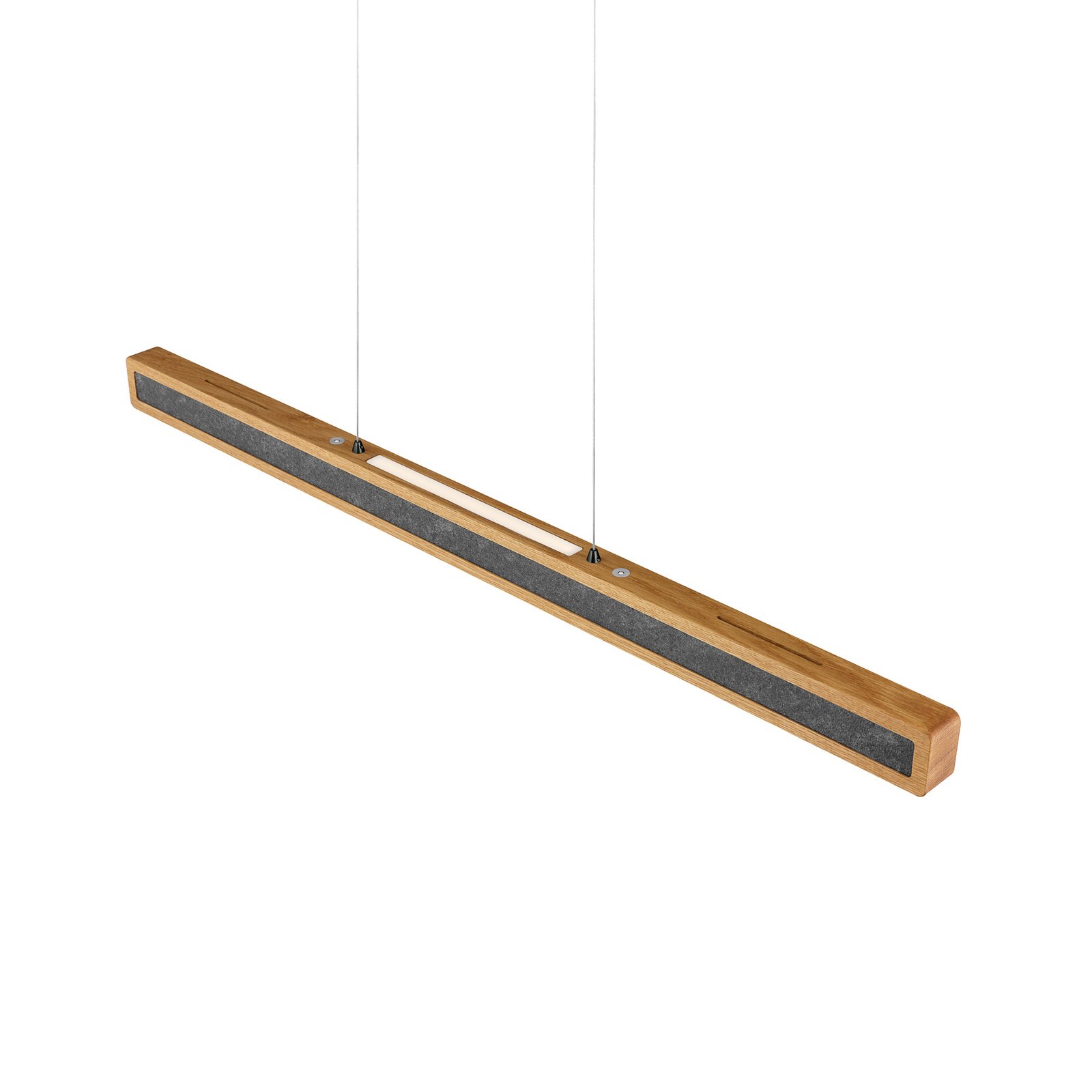 HerzBlut LED hanglamp Karl G, hout/steen, omhoog/omlaag, dimbaar