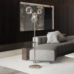 Candeeiro de pé IDEAL LUX Equinoxe, cromado/cinza fumado, altura 166 cm