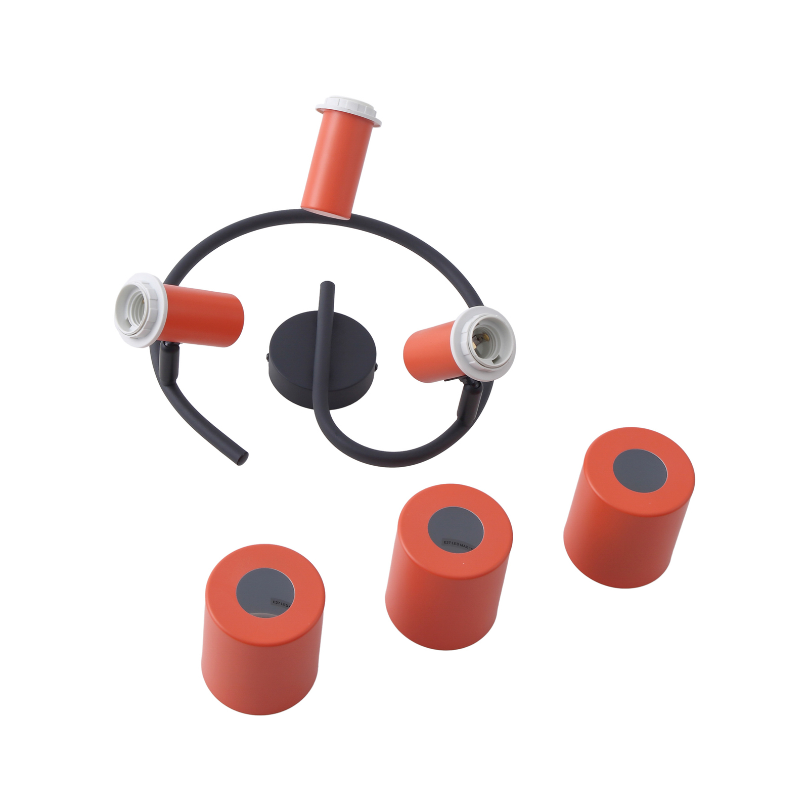 Ovelia 3 Round Kattovalaisin Orange/Black - Lindby