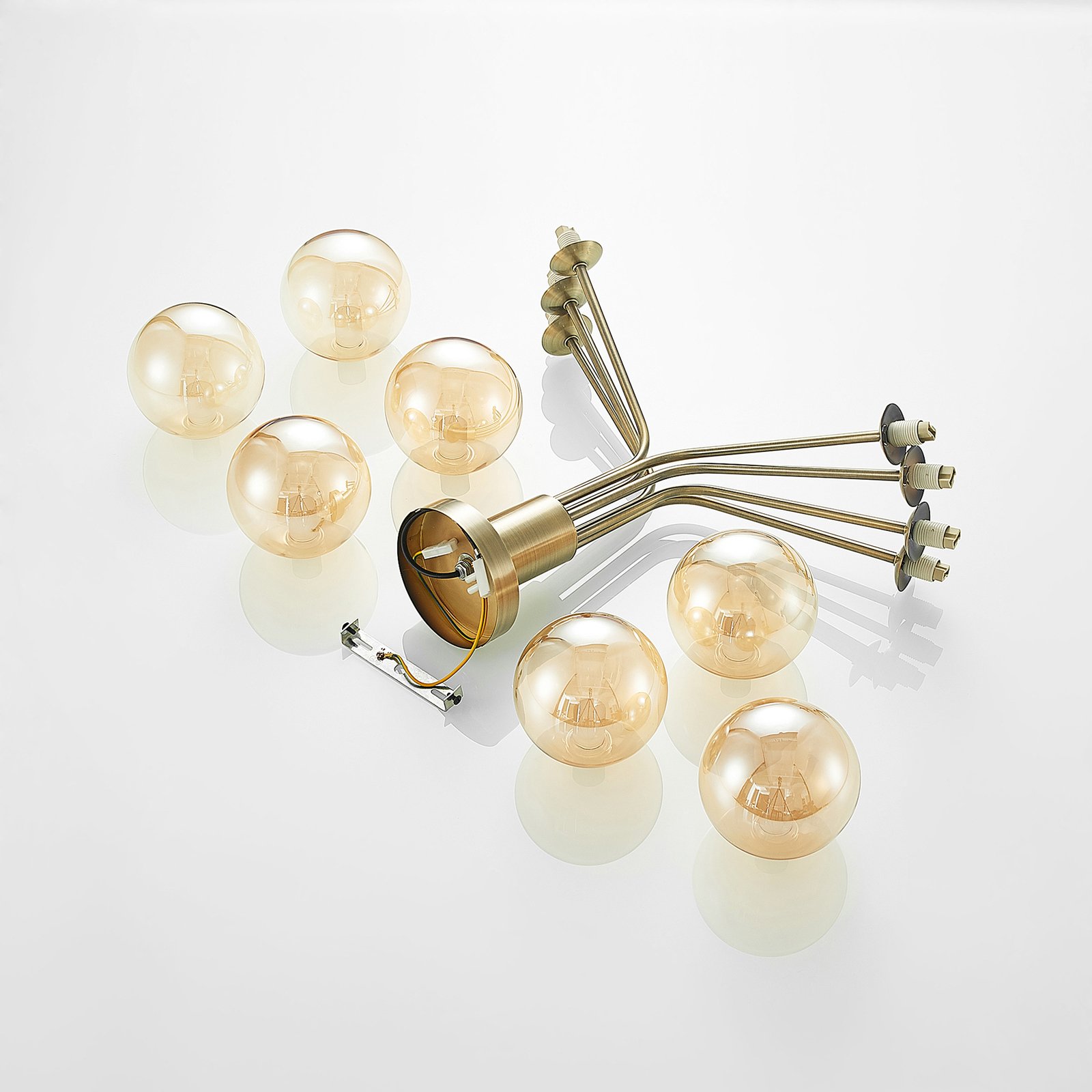 "Lucande Wynona" lubinis šviestuvas, 7 žibintų, antikvarinis žalvaris