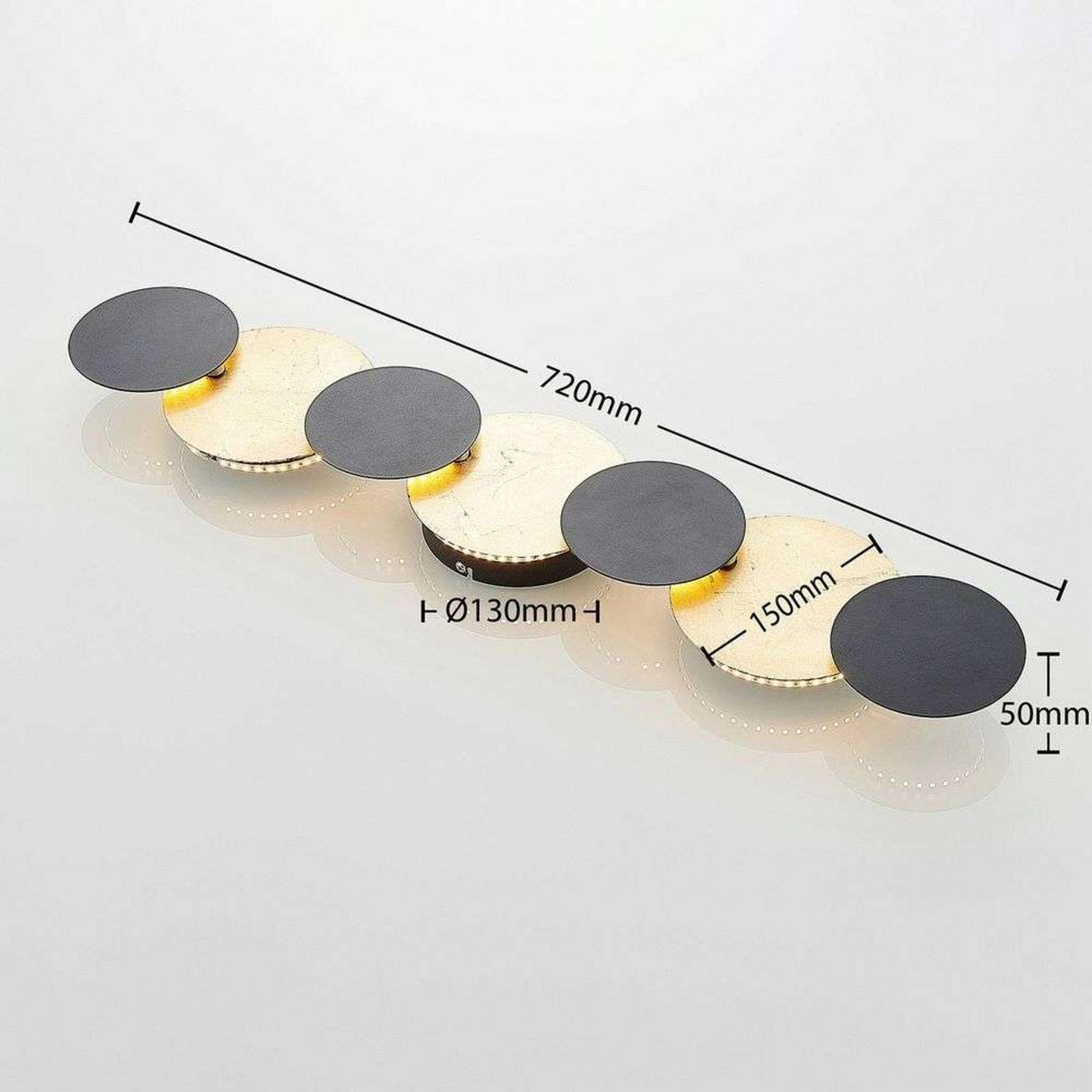 Grazyna 9 LED Applique da Parete Black/Gold - Lindby