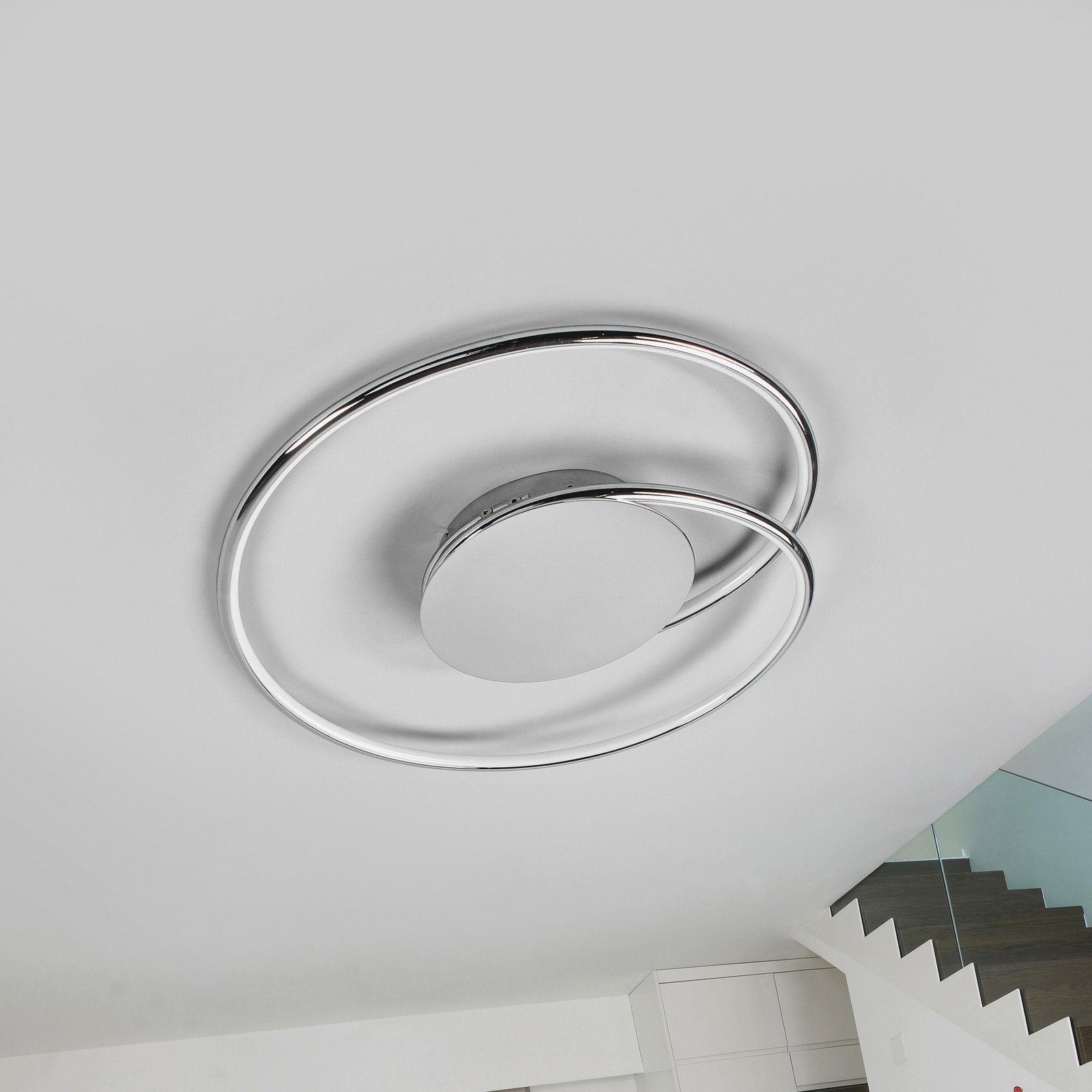 Lindby plafonieră LED Joline set de 2 Ø 46 cm cromată - Camera de zi / sufragerie - modern - alb crom - Metal
