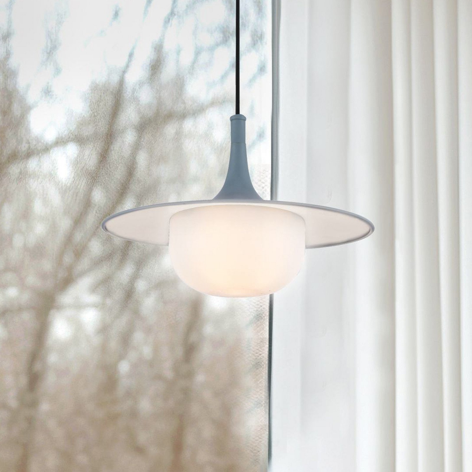 Viokef Lampă suspendată Fred gri/alb Ø 35 cm plastic/metal - Camera de zi / sufragerie - Modern - gri alb