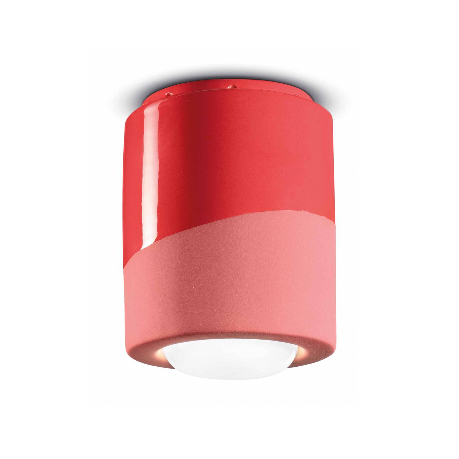 Ferroluce Plafonnier PI, cylindrique, Ø 12,5 cm, rouge