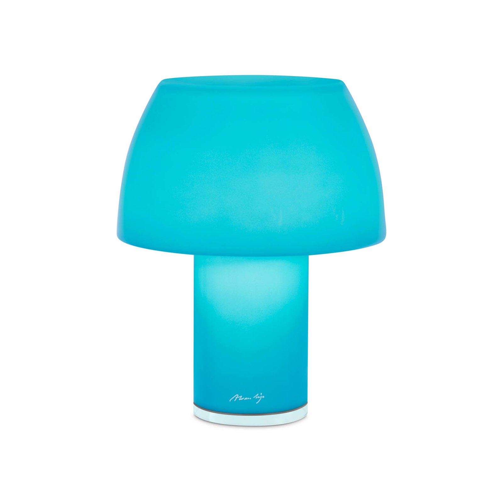 Nemo LED dobíjacia stolná lampa Lorosae, modrá, sklo, IP54, USB