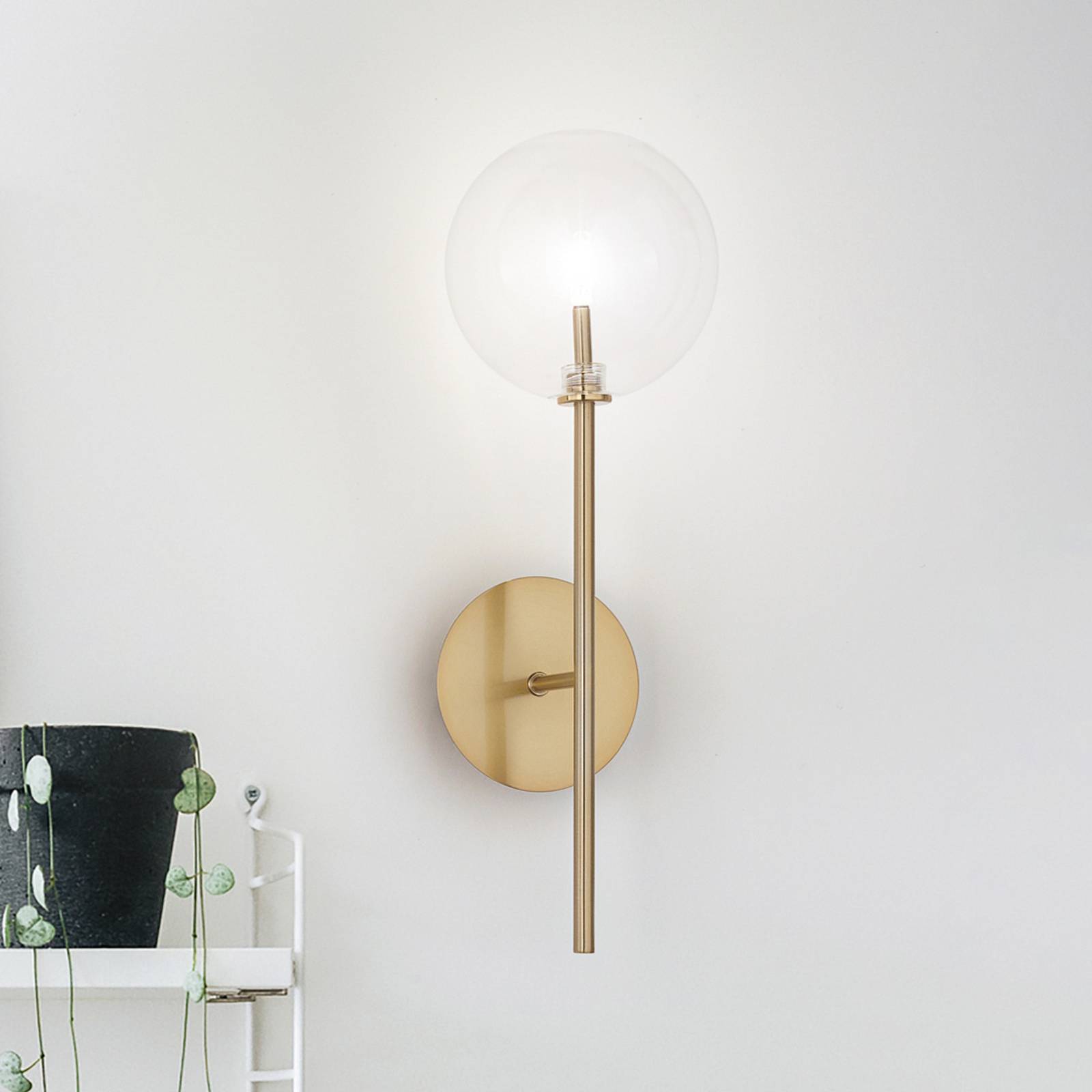 Applique murale IDEAL LUX Equinoxe, laiton/ambre, hauteur 45 cm