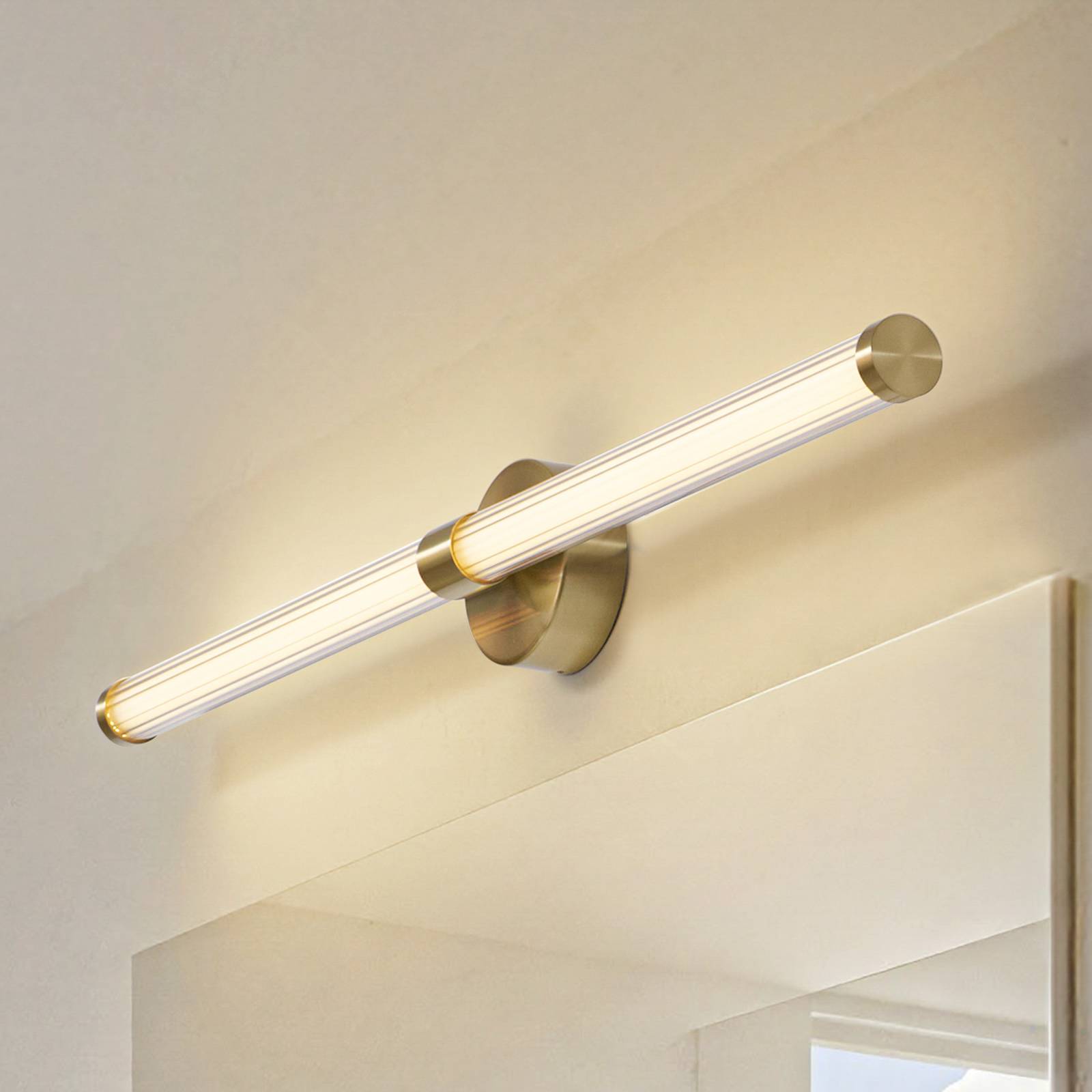 Kinkiet LED Lucande Melisa, złoty, 90 cm, CCT, IP44
