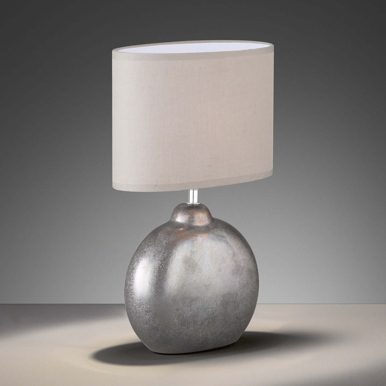 Fischer & Honsel Lino table lamp natural, ceramic base height 39 cm, for Living / Dining Room, ceramic, natural fabric, E14, 40 W, energy efficiency: A++, L: 23 cm, W: 13 cm, H: 39 cm