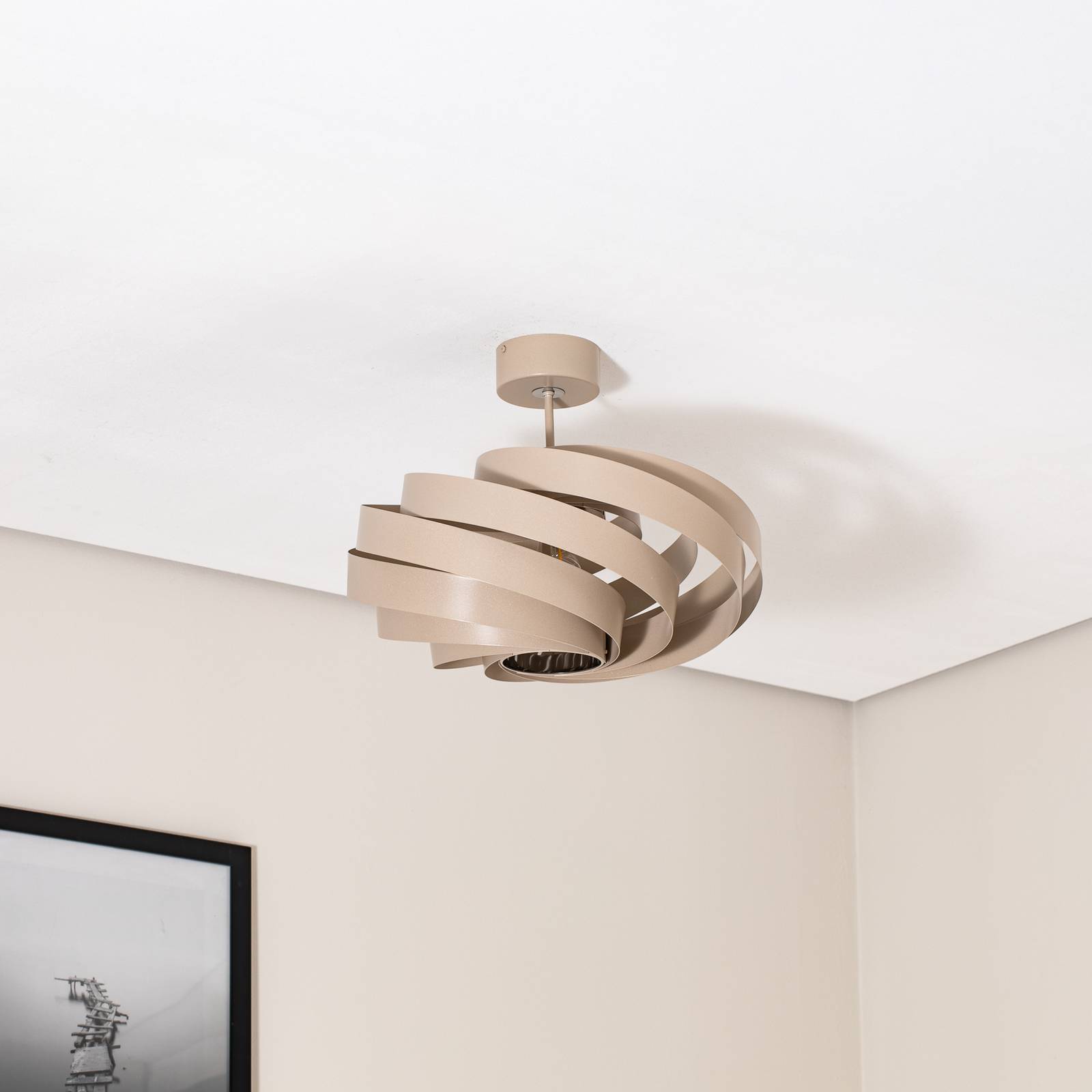 Lampa sufitowa Vento, beżowa, Ø 50 cm